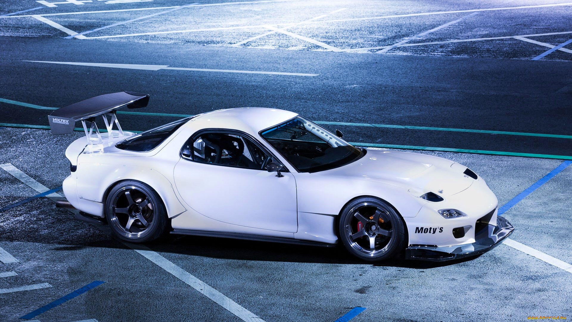 mazda, rx-7, автомобили, mazda, белый, дорога, разметка