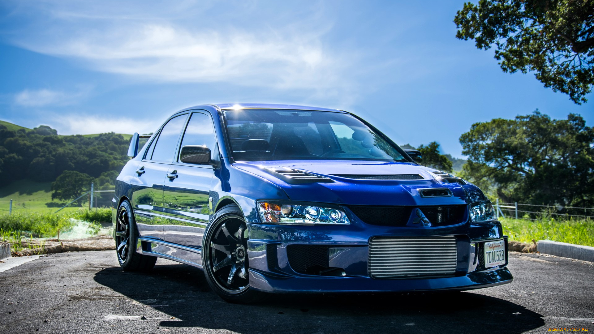 mitsubishi, lancer, evolution, автомобили, mitsubishi, синий, площадка, роща