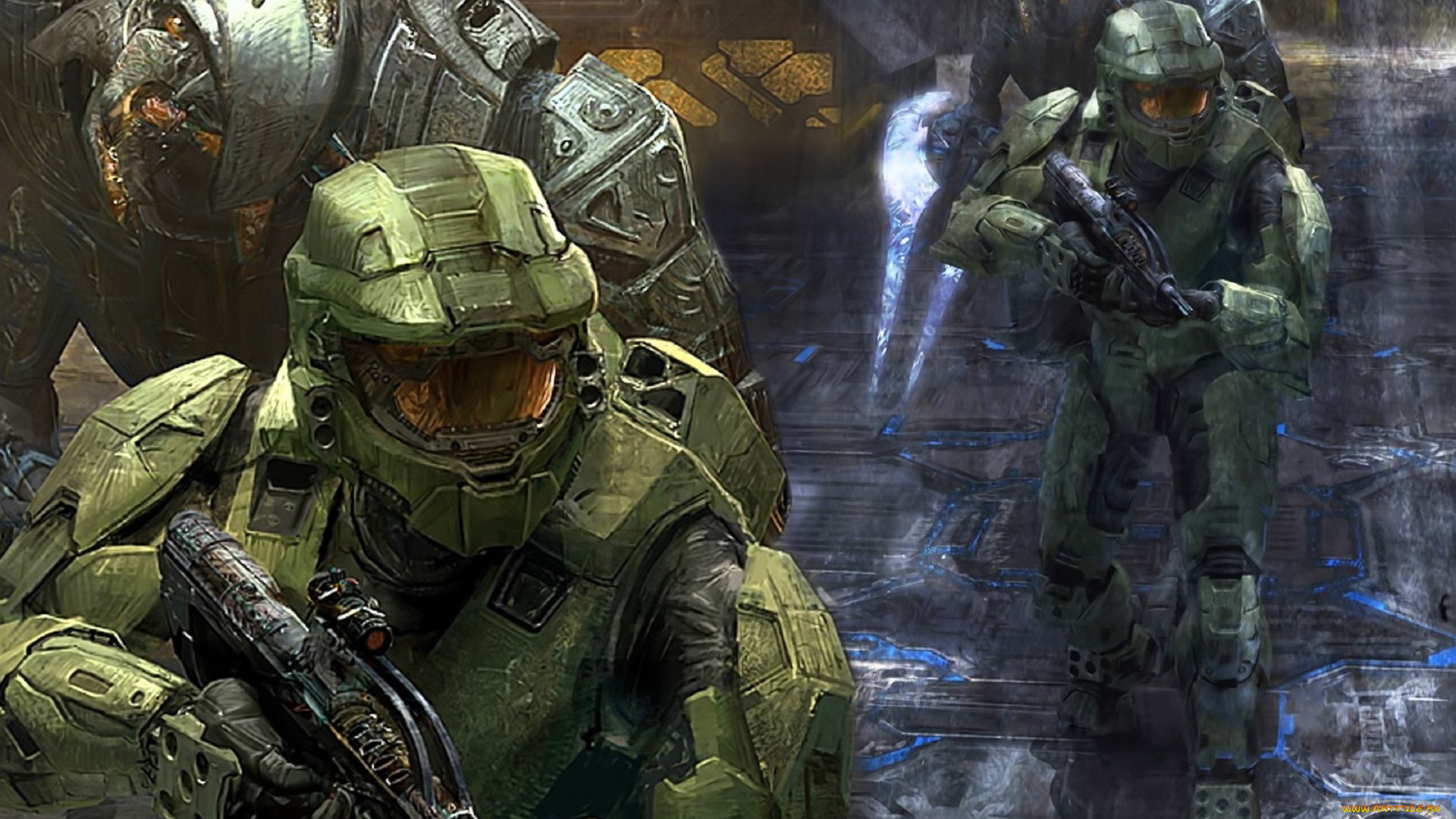 видео, игры, halo, 2, солдаты, броня, монстр, оружие