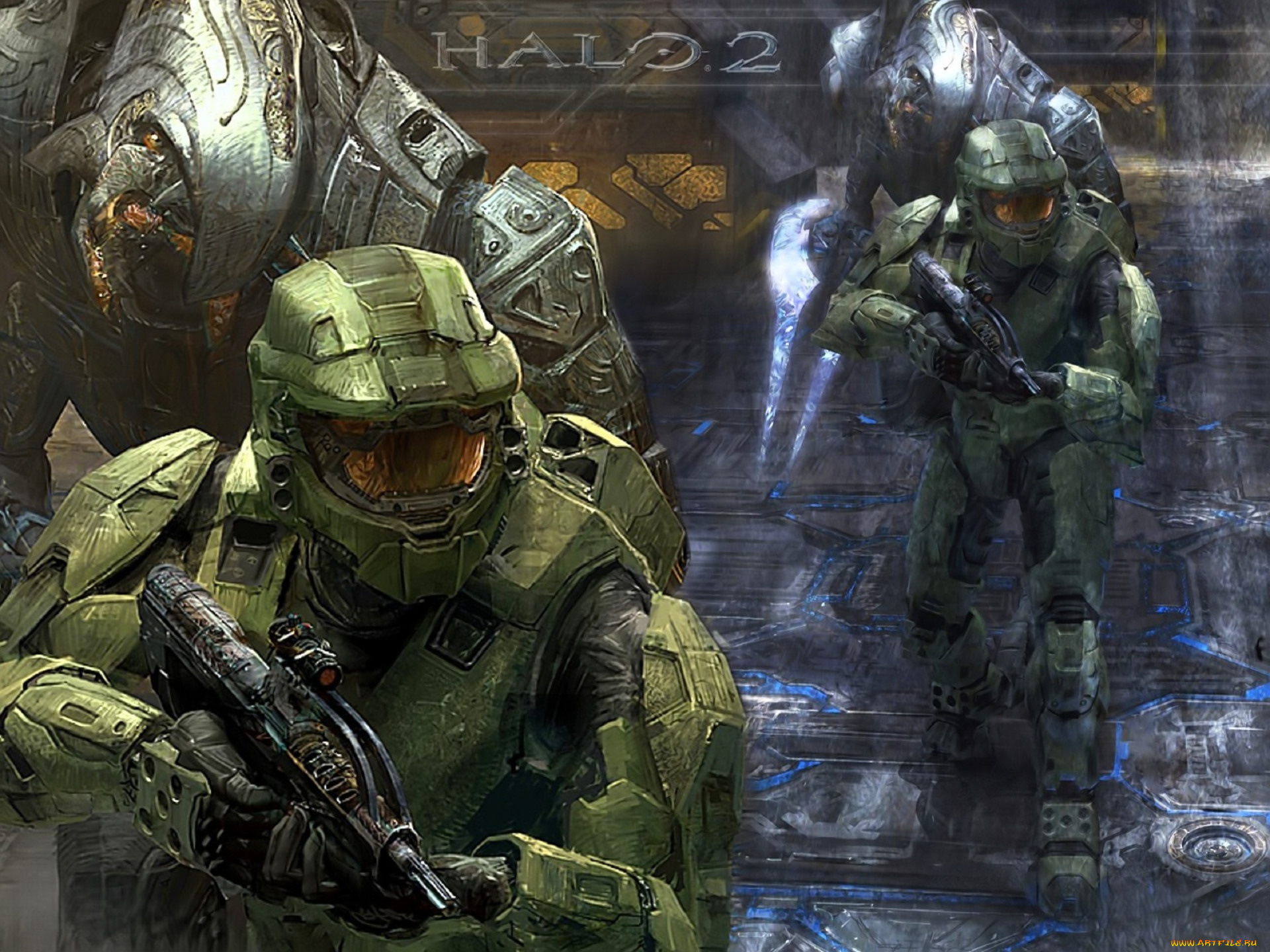 видео, игры, halo, 2, солдаты, броня, монстр, оружие