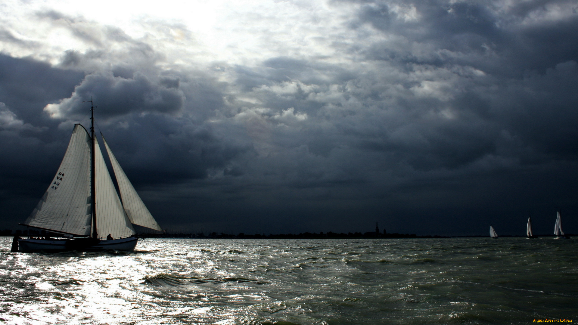 корабли, Яхты, море, яхты, ночь, небо