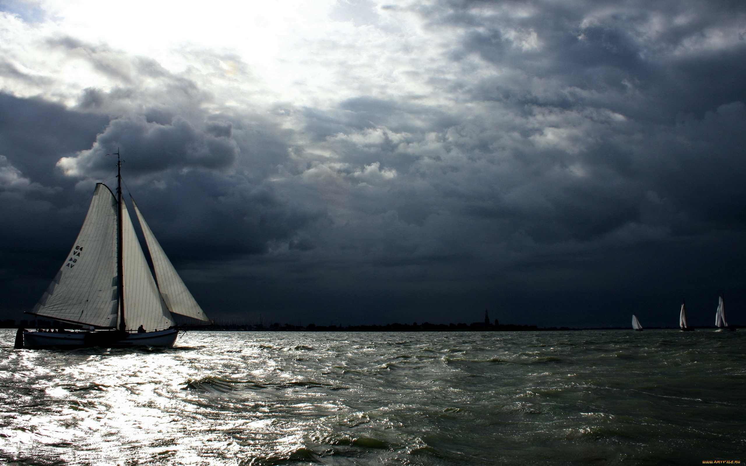 корабли, Яхты, море, яхты, ночь, небо