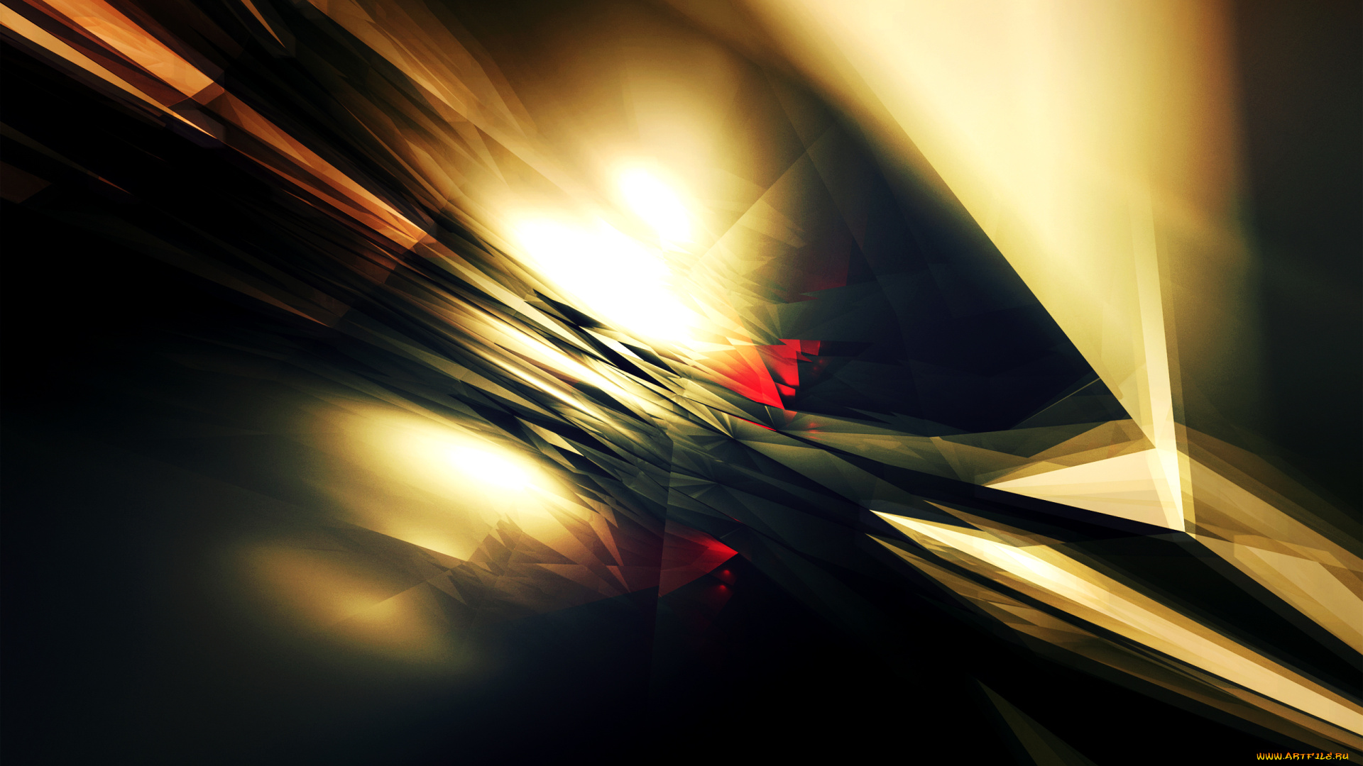 3д, графика, abstract, абстракции, желтый, красный