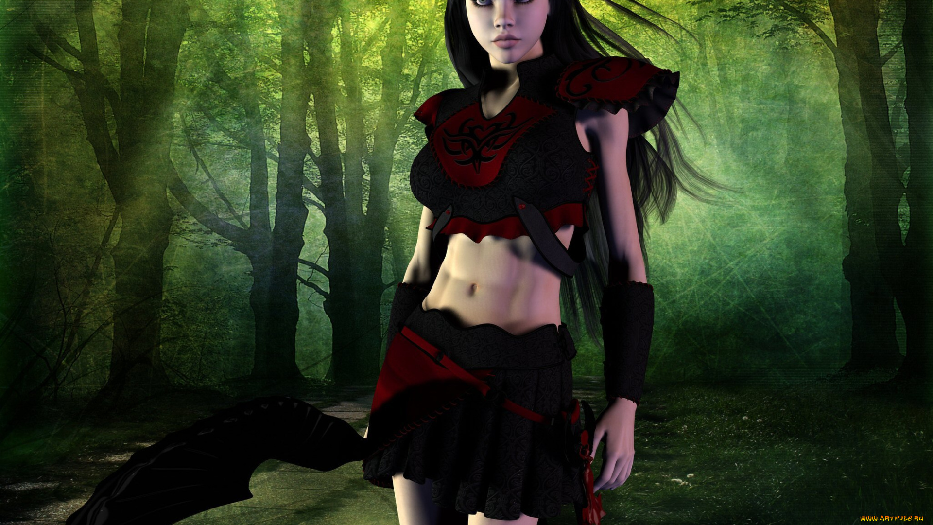 3д, графика, elves, эльфы, эльфийка, лес