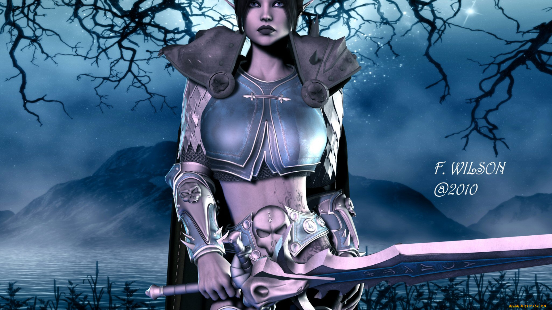 3д, графика, elves, эльфы, эльфийка, меч