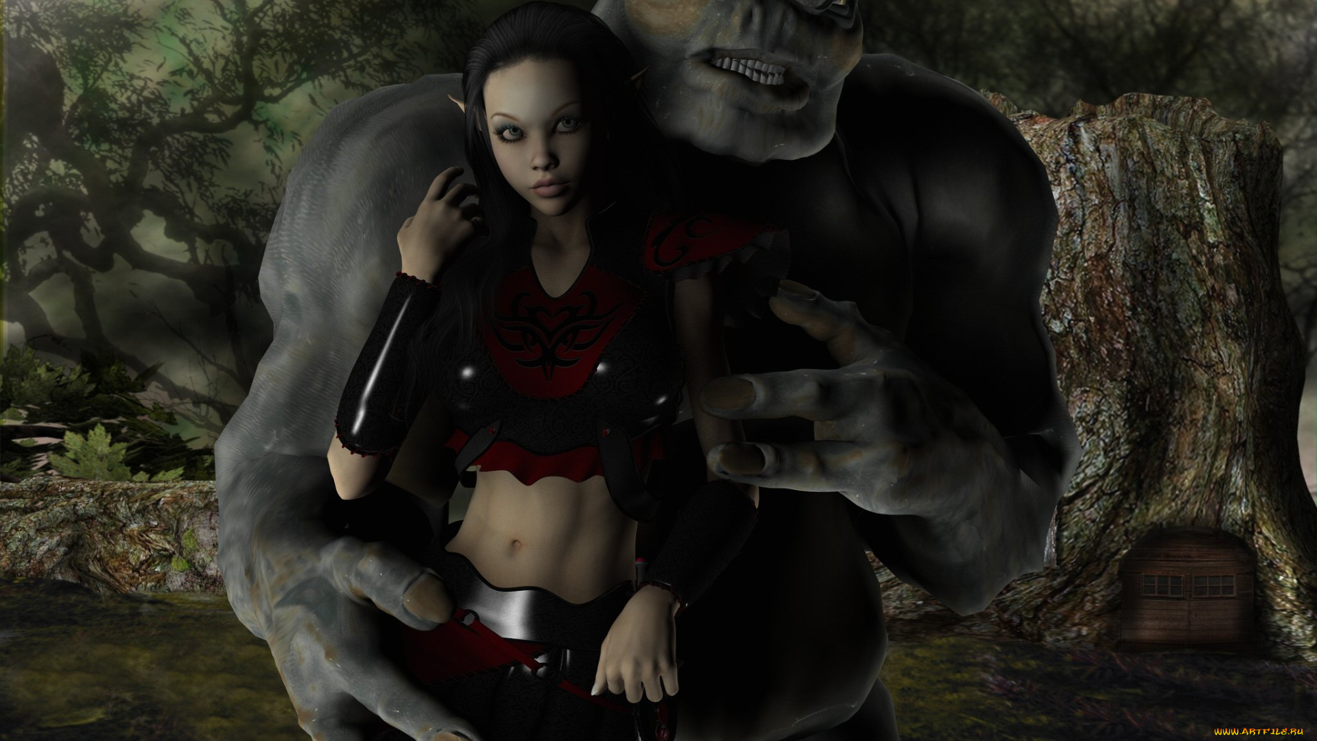 3д, графика, elves, эльфы, эльфийка, существо