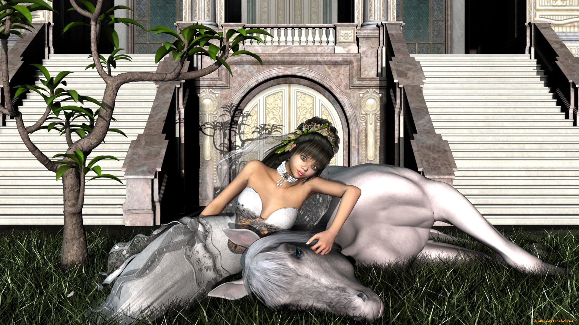 3д, графика, fantasy, фантазия, девушка, лошадь