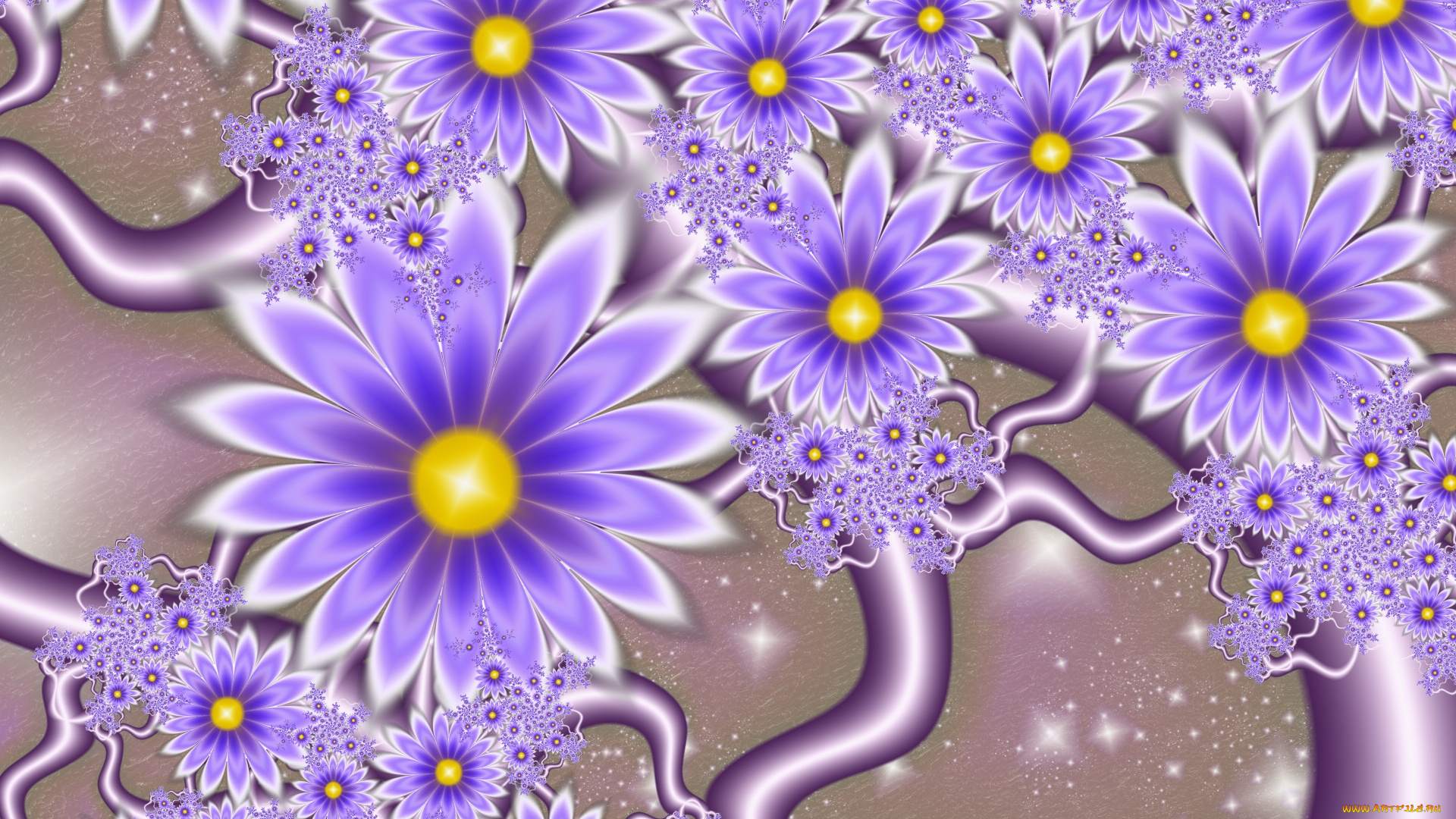 3д, графика, flowers, цветы, фрактал, лепестки