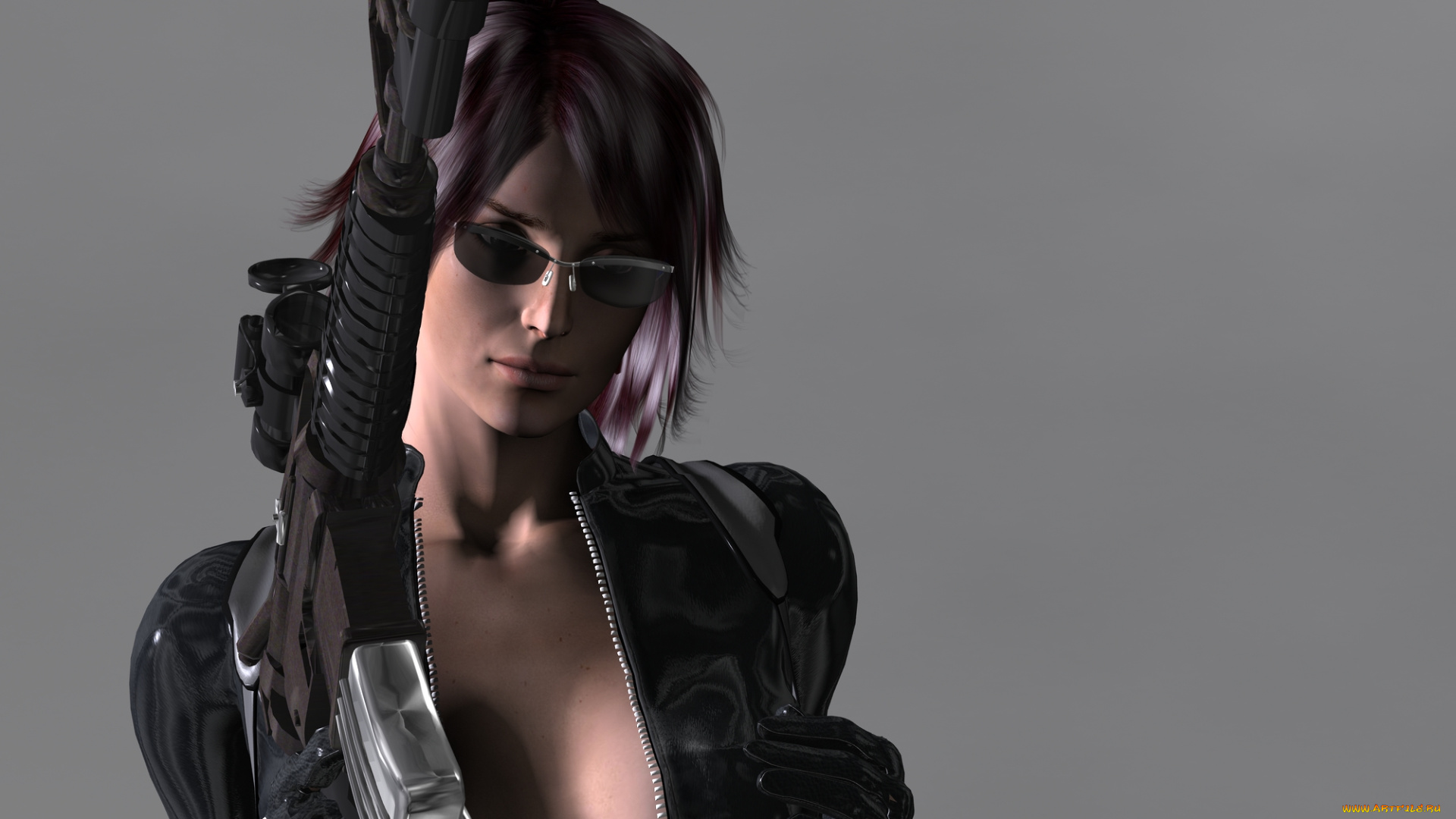 3д, графика, people, люди, девушка, автомат