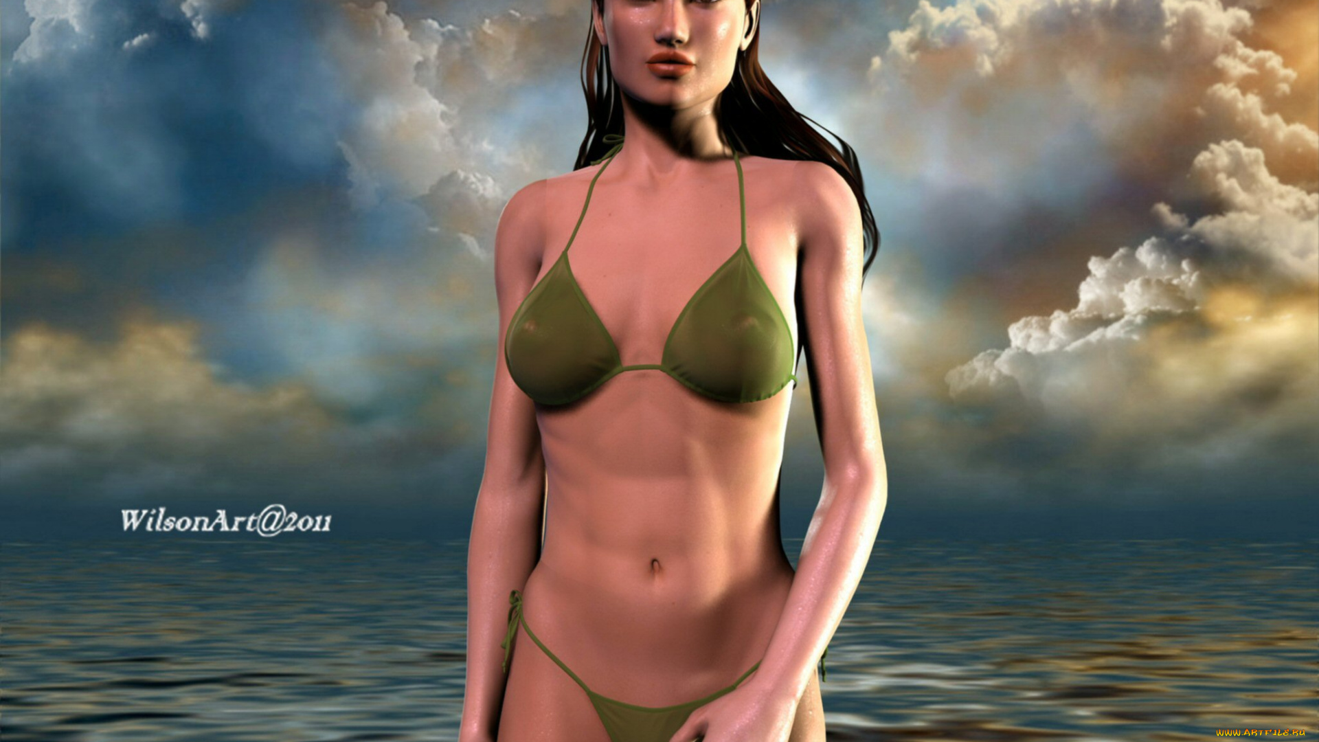 3д, графика, people, люди, девушка, море