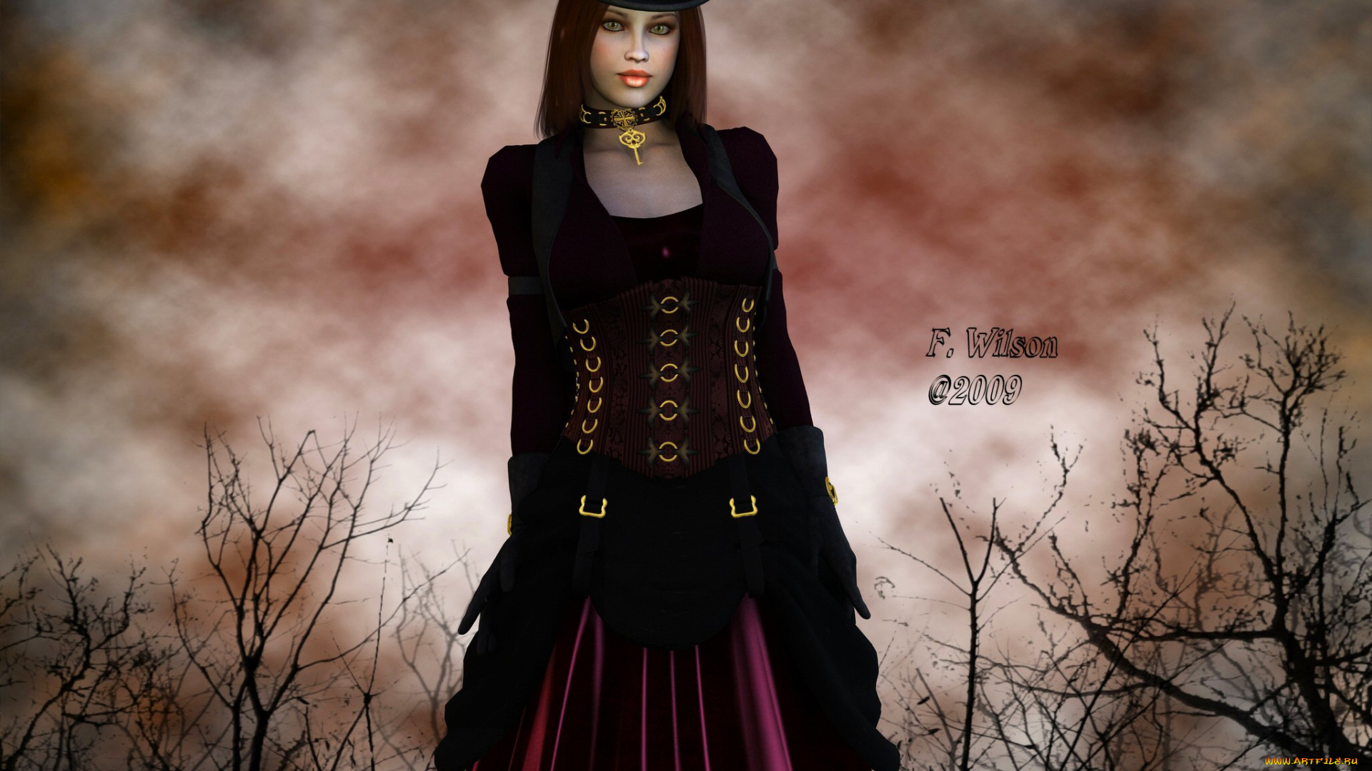 3д, графика, people, люди, девушка, шляпа