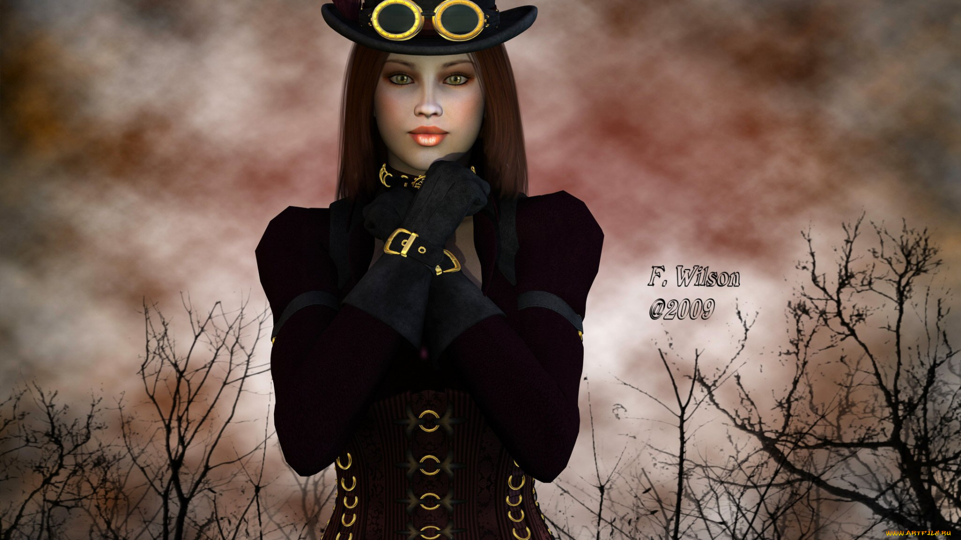 3д, графика, people, люди, девушка, шляпа