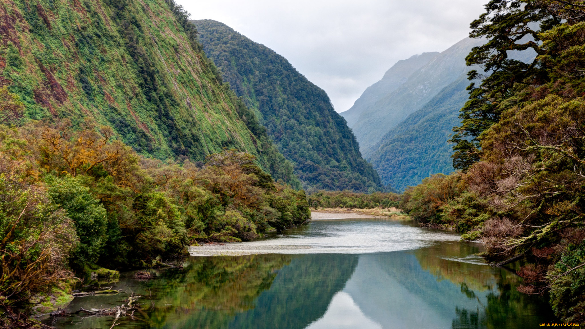 природа, реки, озера, новая, зеландия