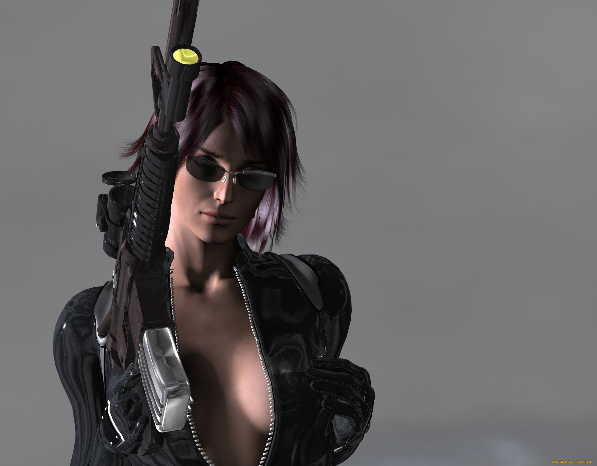 3д, графика, people, люди, девушка, автомат