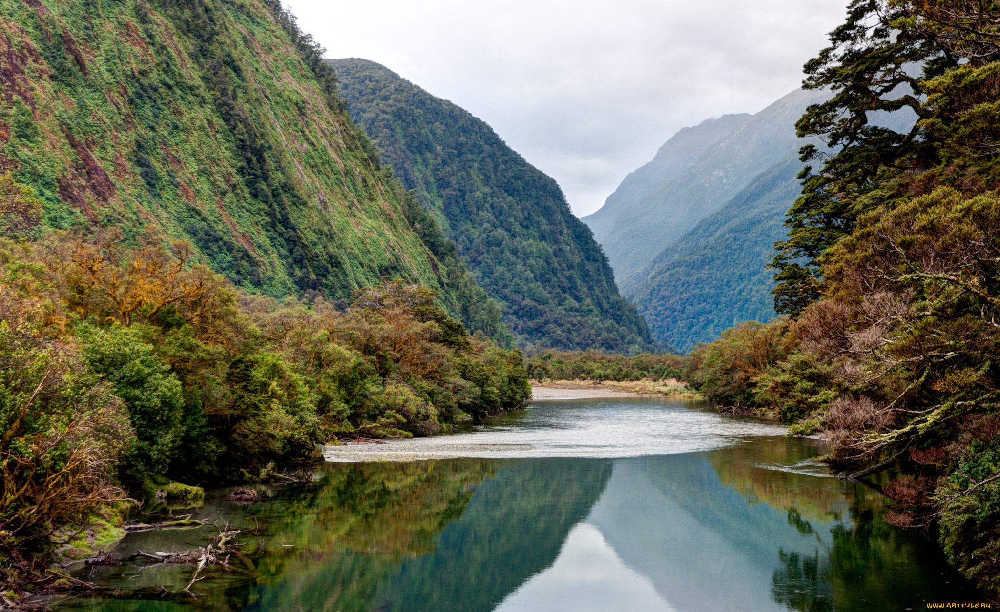природа, реки, озера, новая, зеландия