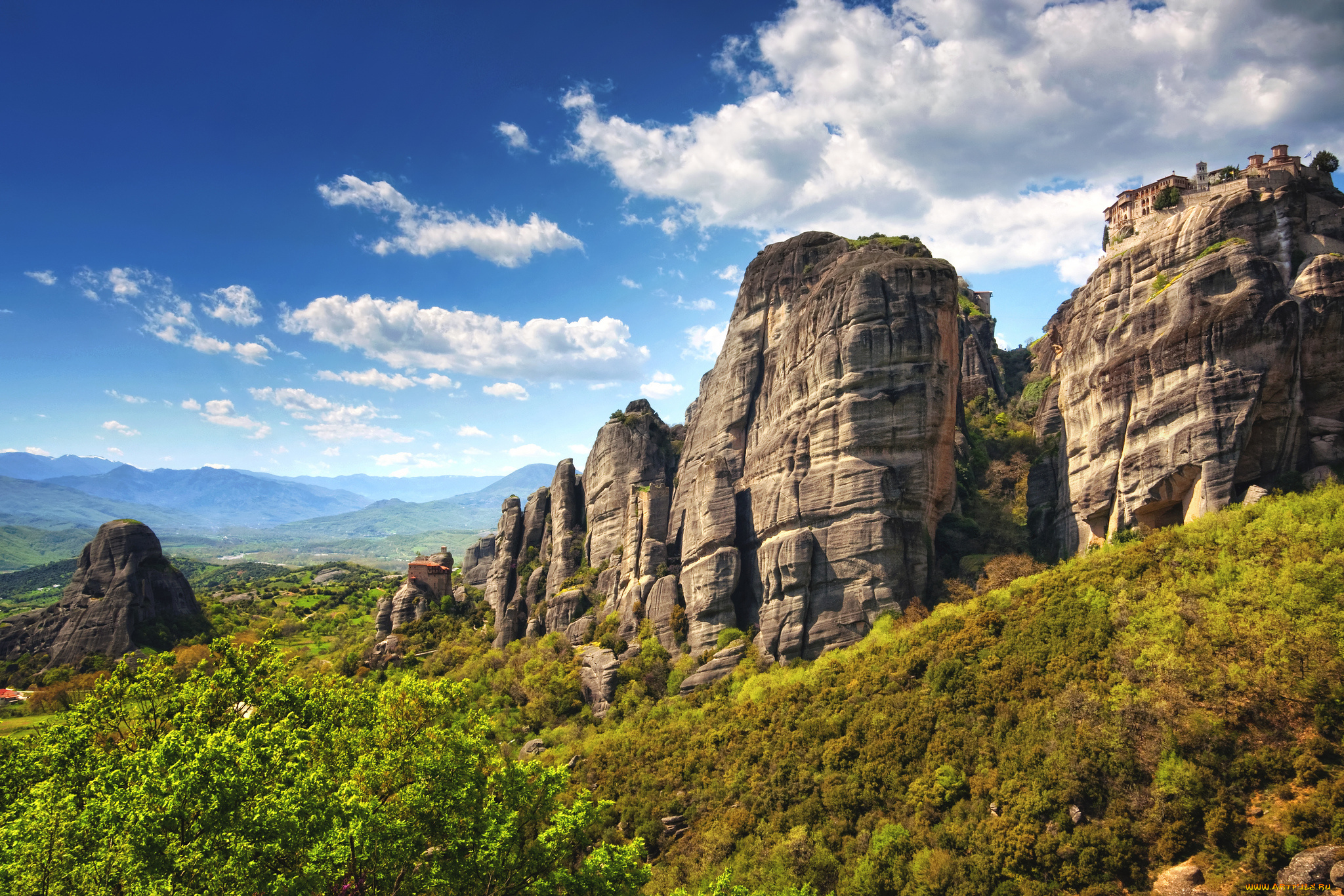 meteora, greece, природа, горы, долина, скалы, греция, монастыри, метеоры