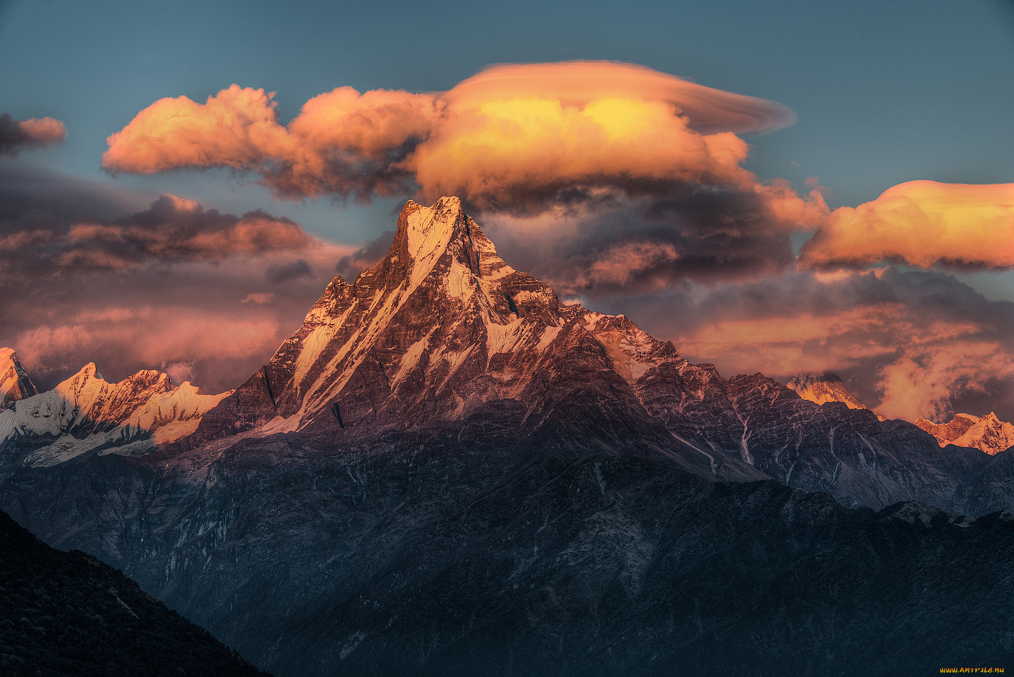 poon, hill, himalayas, nepal, природа, горы, облака, гималаи, непал
