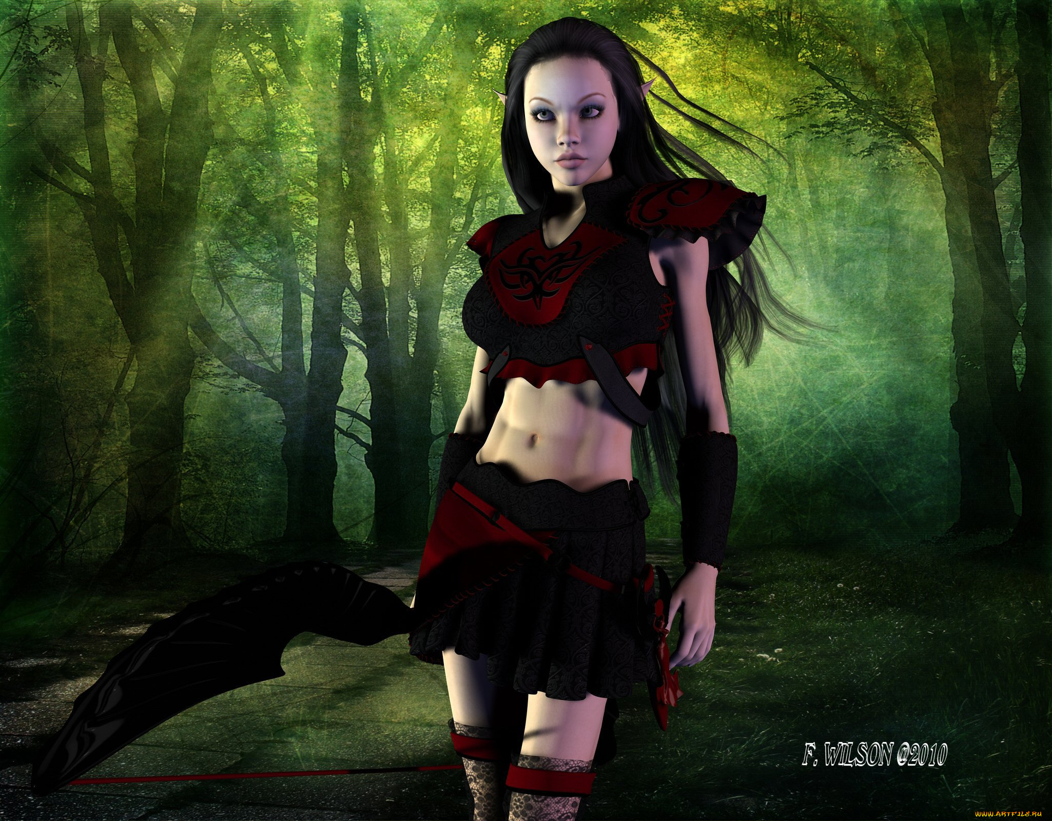 3д, графика, elves, эльфы, эльфийка, лес