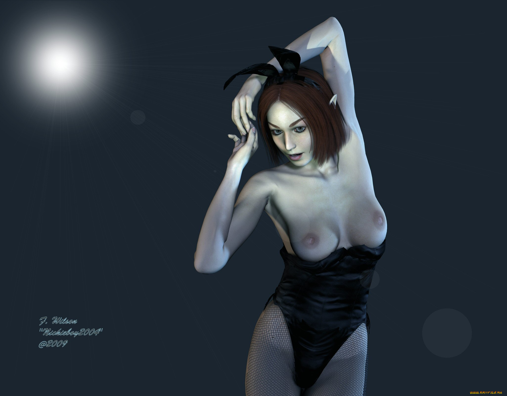 3д, графика, elves, эльфы, эльфийка, луна