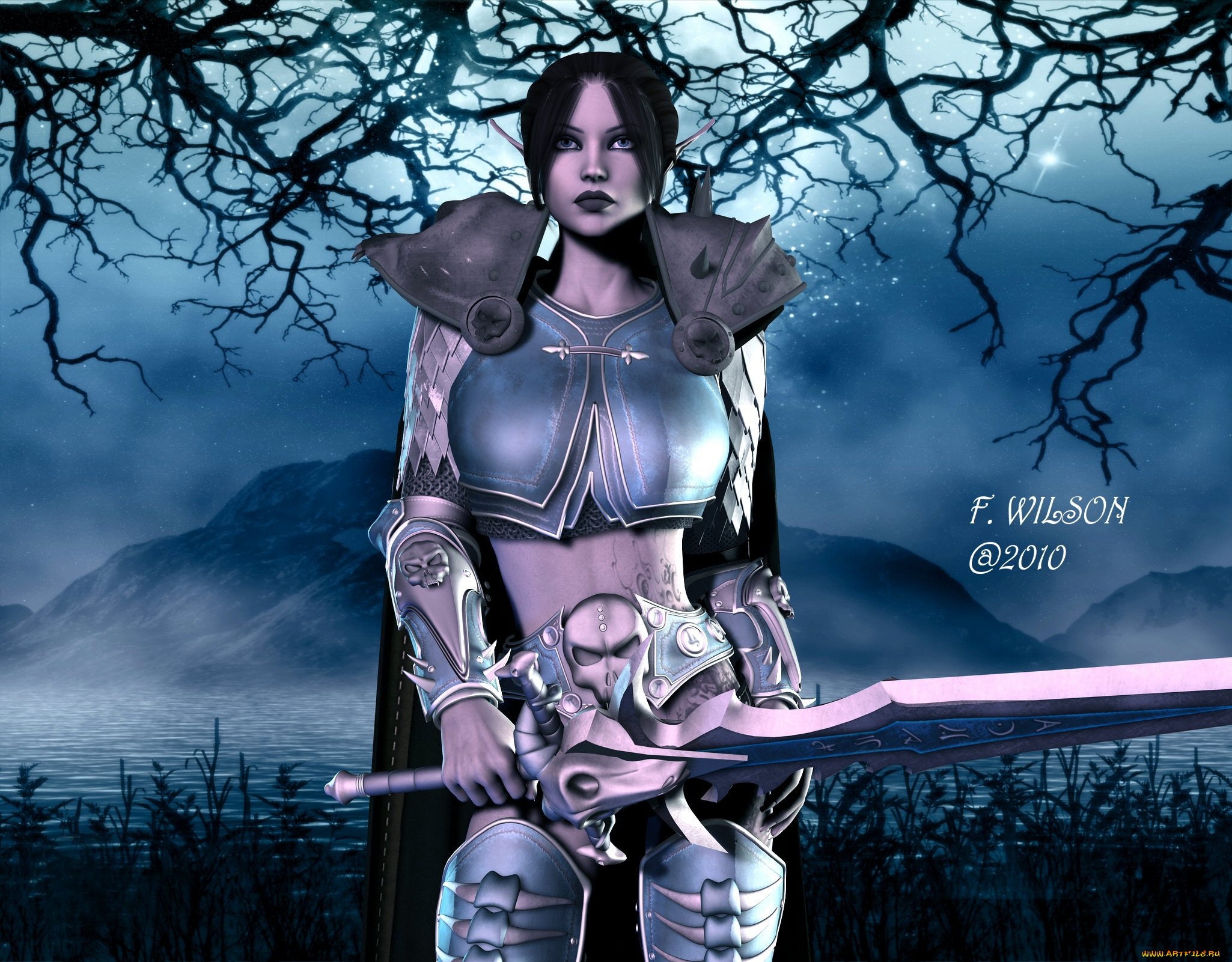 3д, графика, elves, эльфы, эльфийка, меч