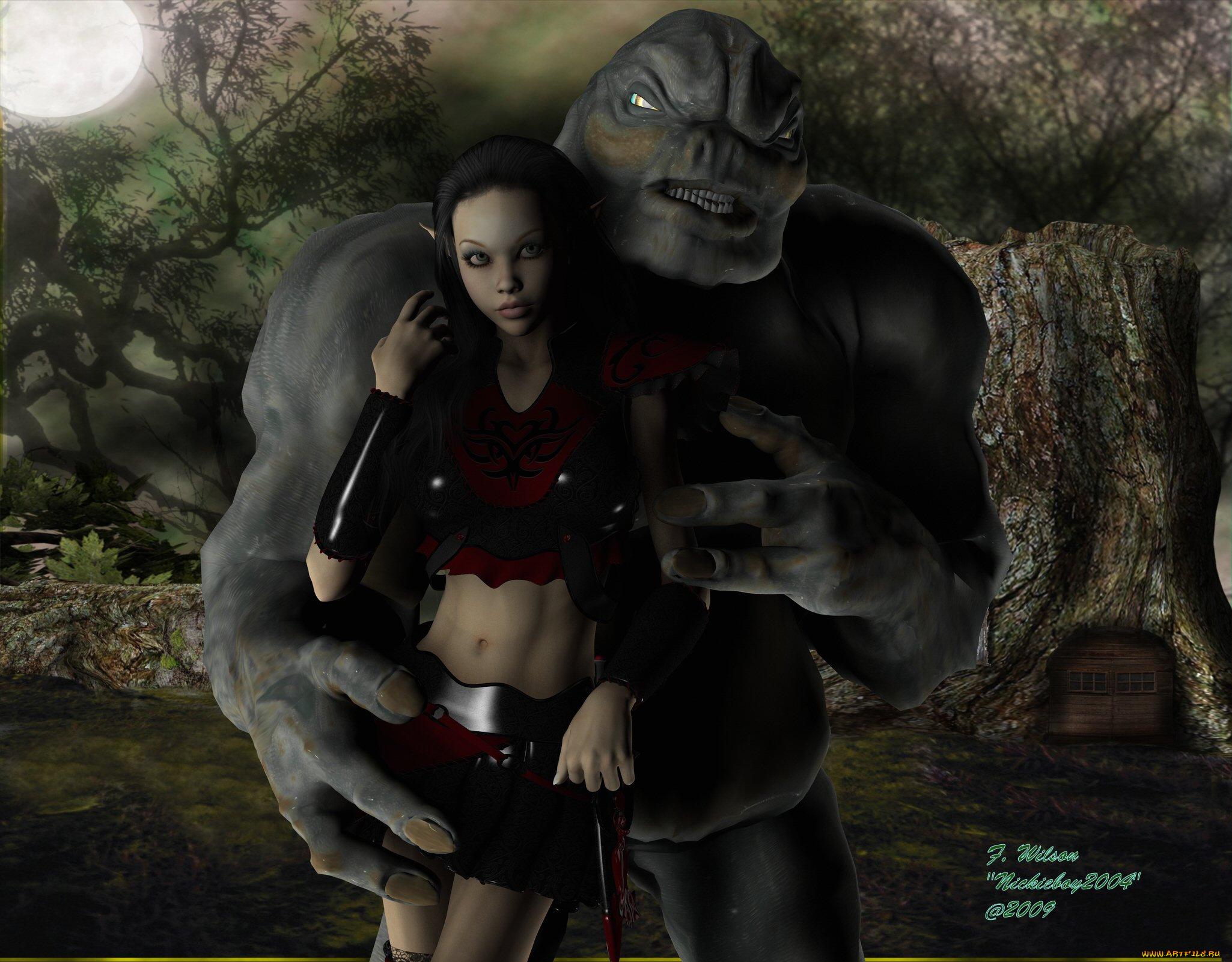 3д, графика, elves, эльфы, эльфийка, существо