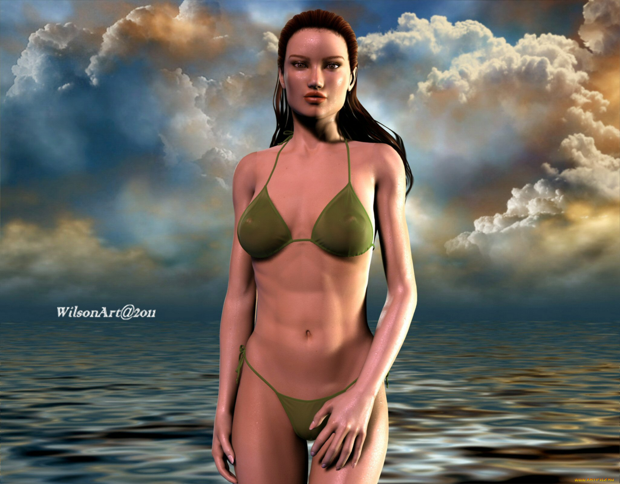 3д, графика, people, люди, девушка, море