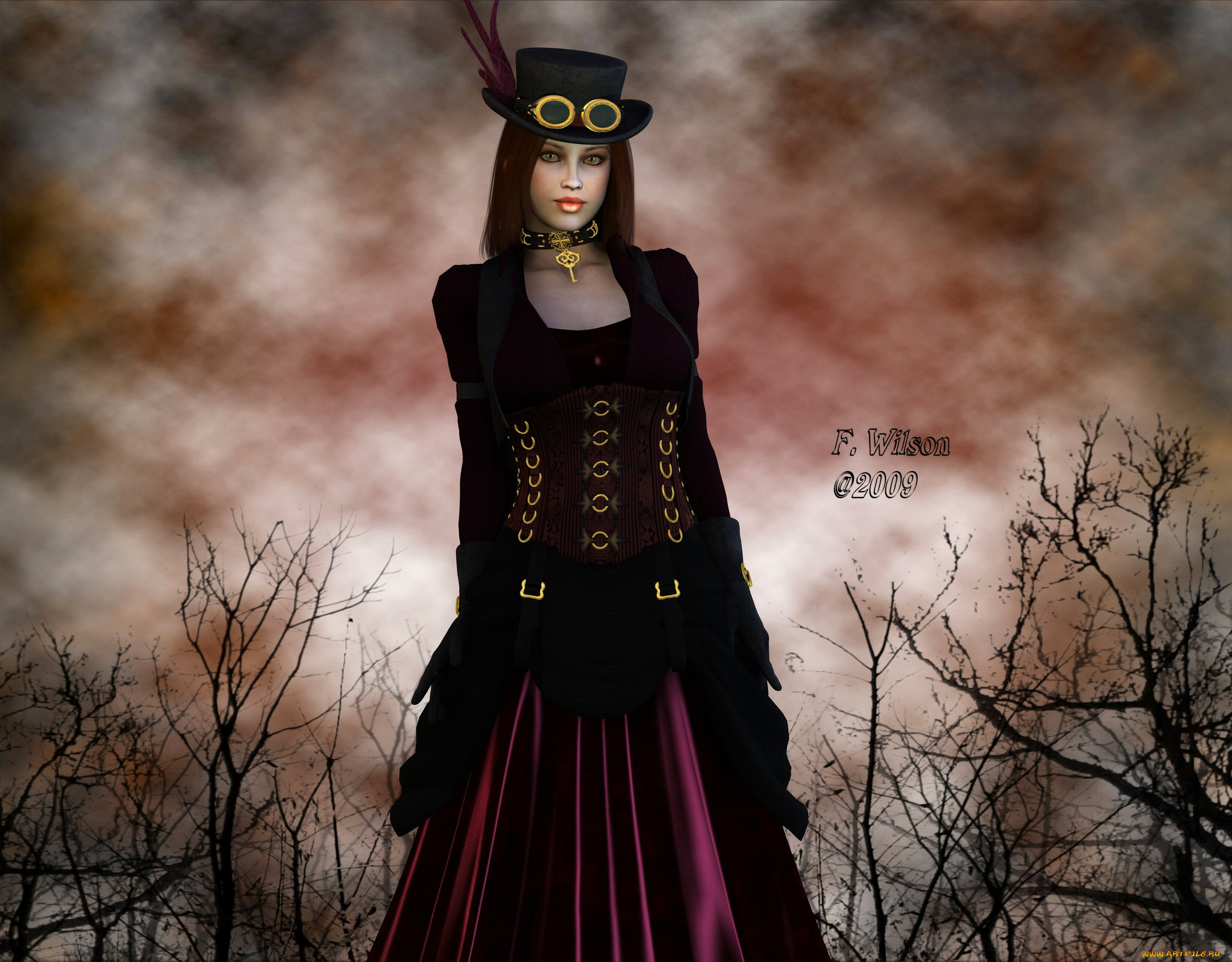 3д, графика, people, люди, девушка, шляпа