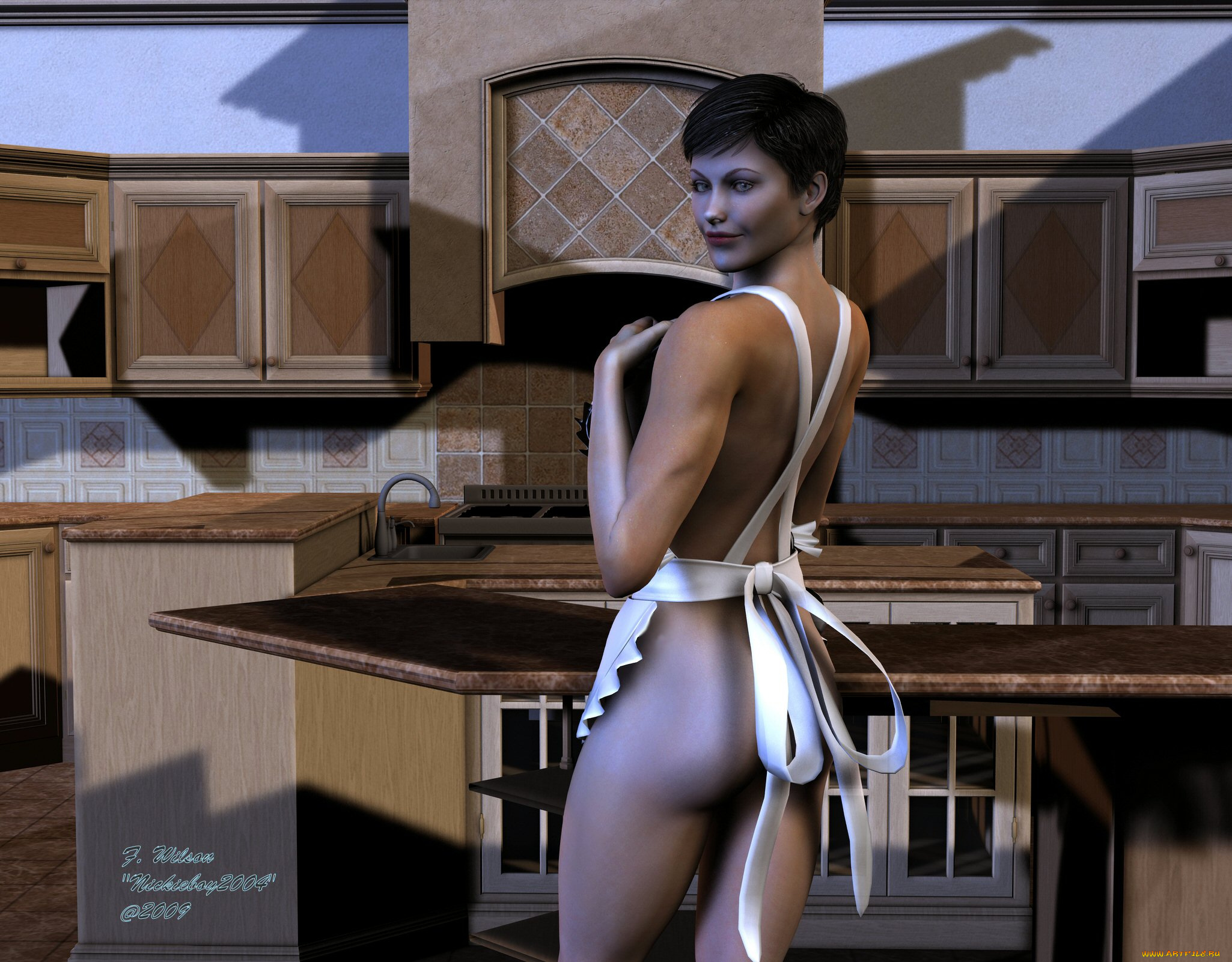 3д, графика, people, люди, кухня, девушка