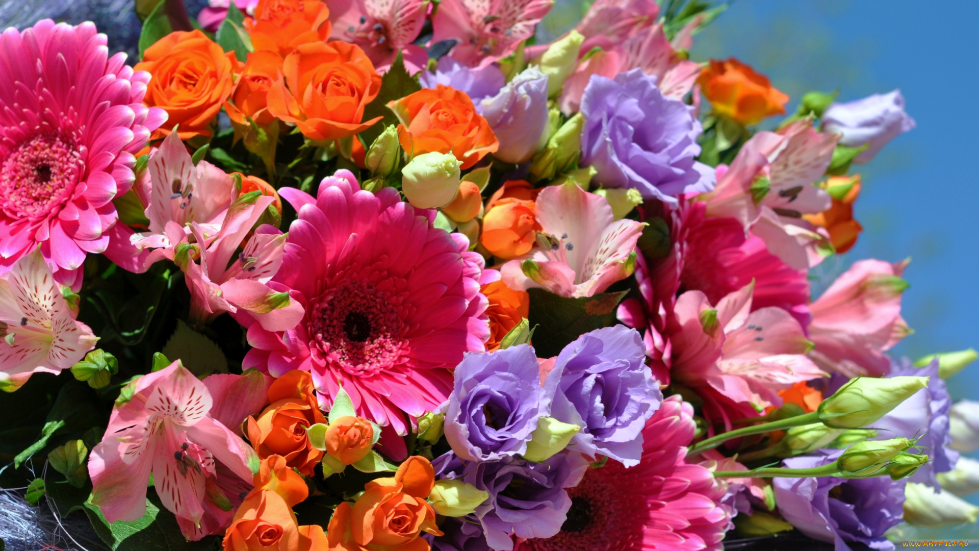 цветы, букеты, , композиции, эустома, розы, герберы