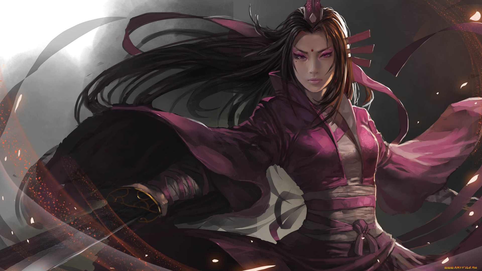 фэнтези, девушки, клинок, меч, азиатка