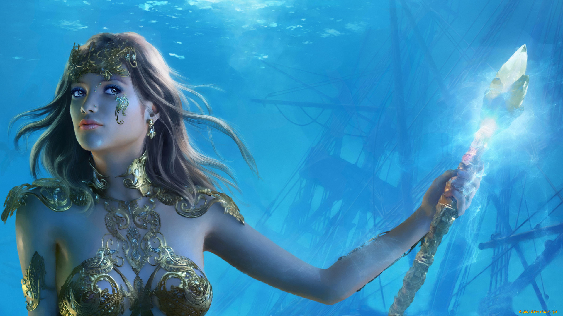 фэнтези, русалки, посох