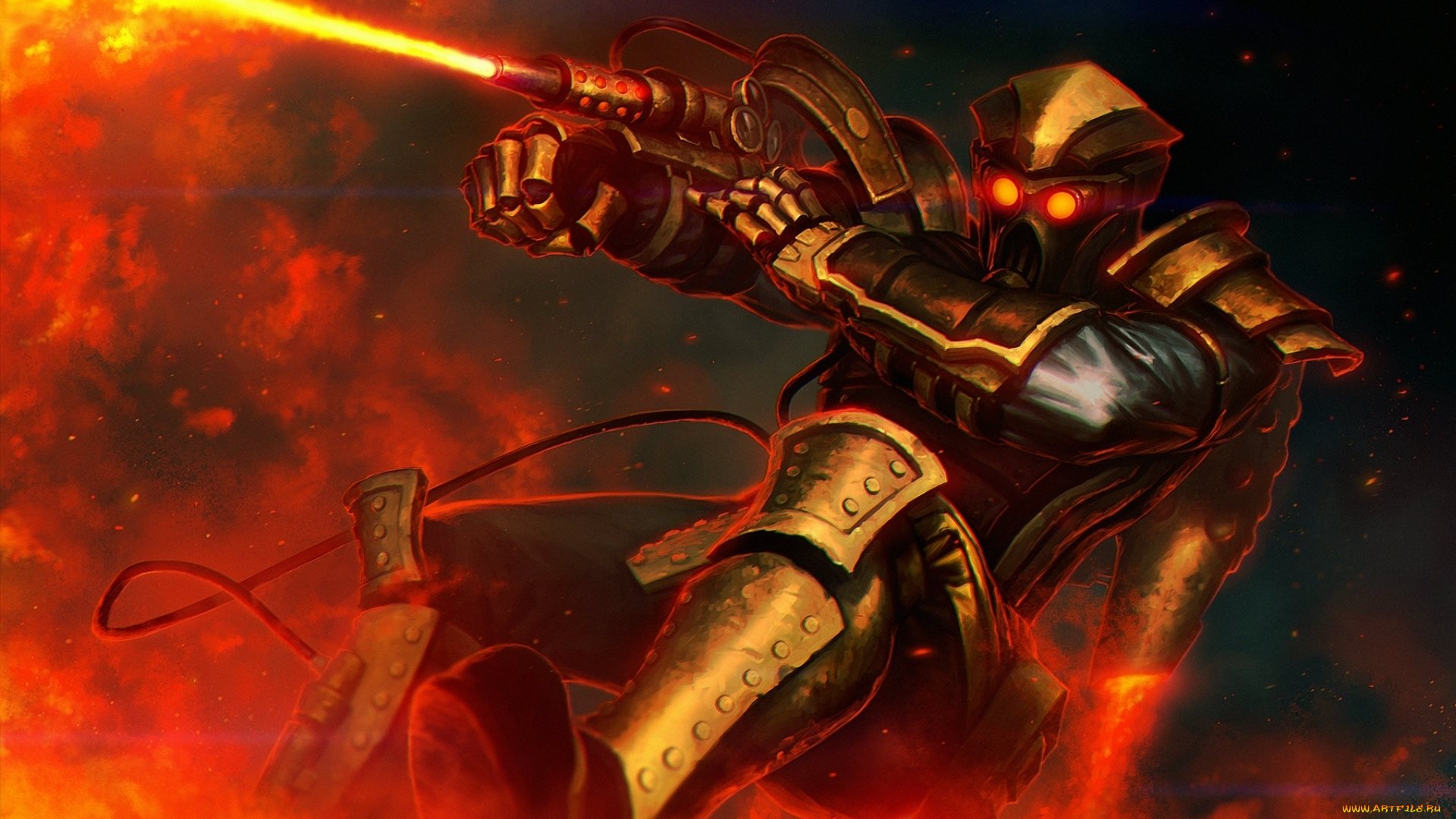 heroes, of, newerth, видео, игры, воин, человек, огнемет, доспехи, steampunk, pyromancer