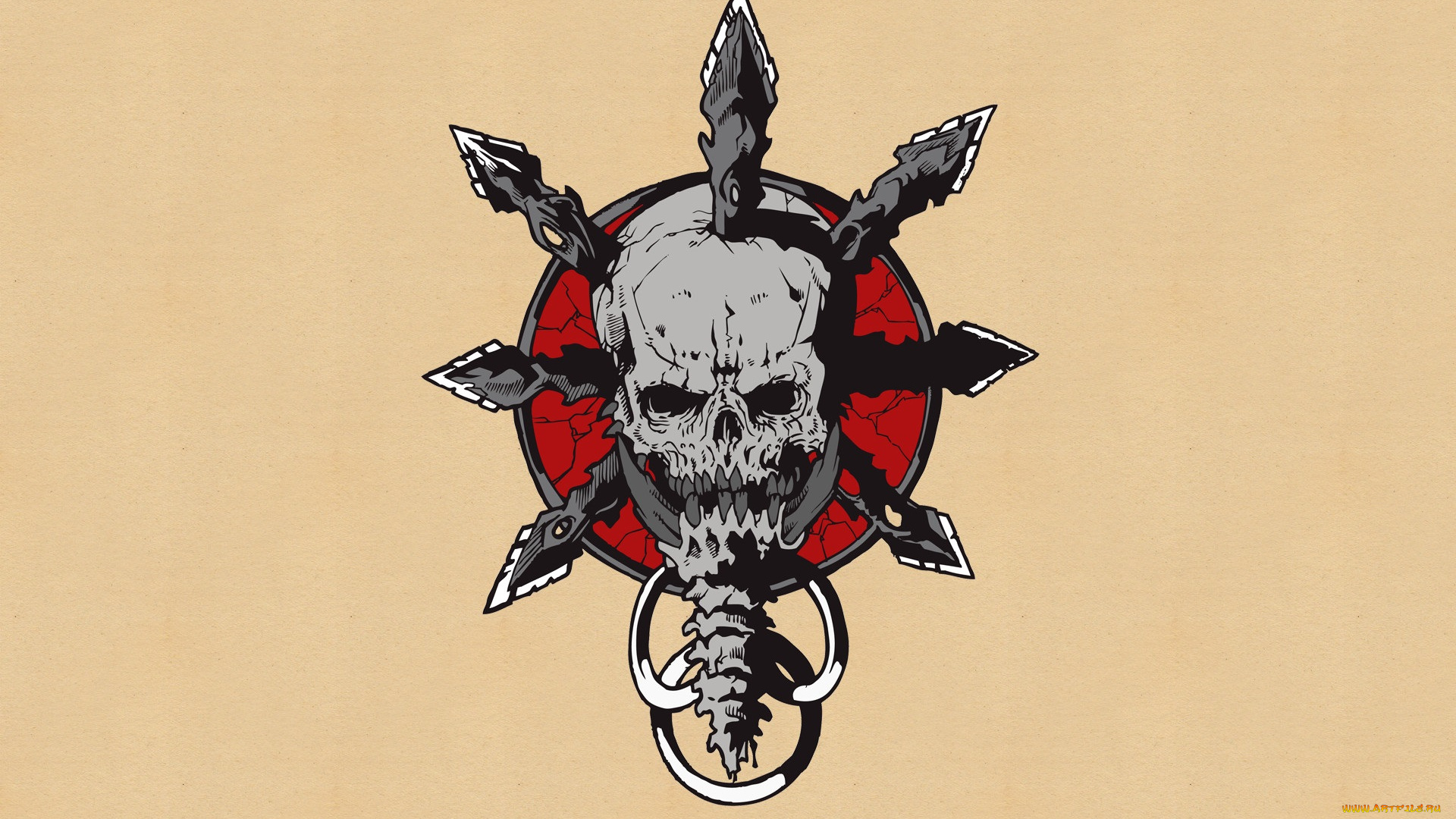 рисованные, минимализм, череп, копья