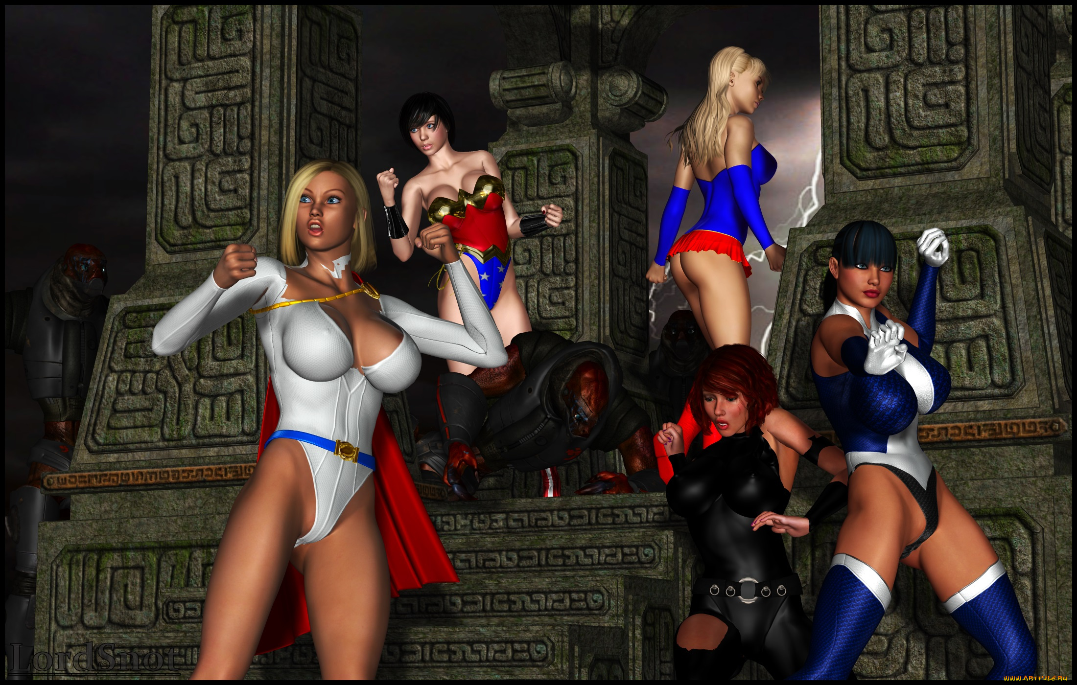 lordsnot, 3д, графика, fantasy, , фантазия, драка, девушки