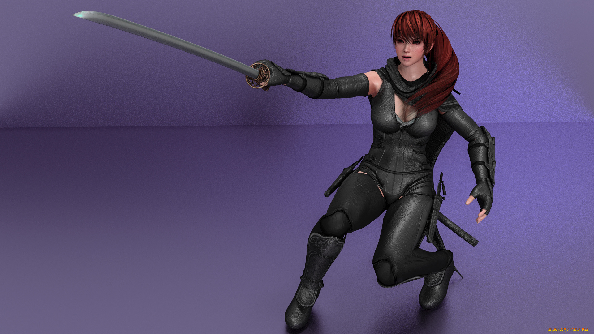 3д, графика, аниме, , anime, оружие, фон, взгляд, девушка