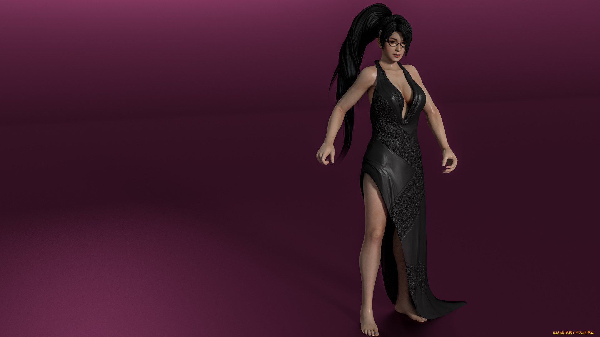 3д, графика, аниме, , anime, волосы, платье, фон, взгляд, девушка