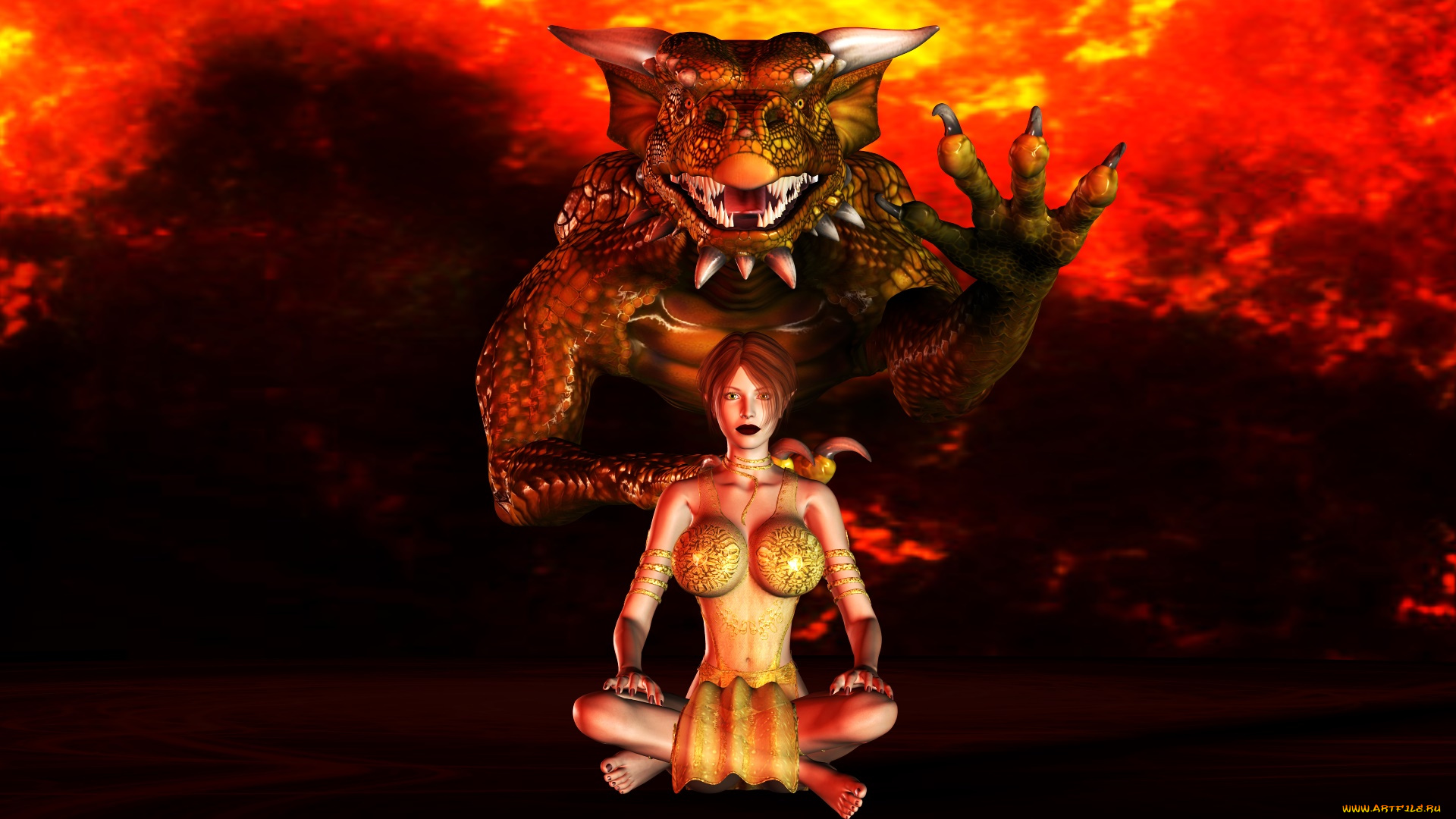 3д, графика, фантазия, , fantasy, демон, фон, взгляд, девушка