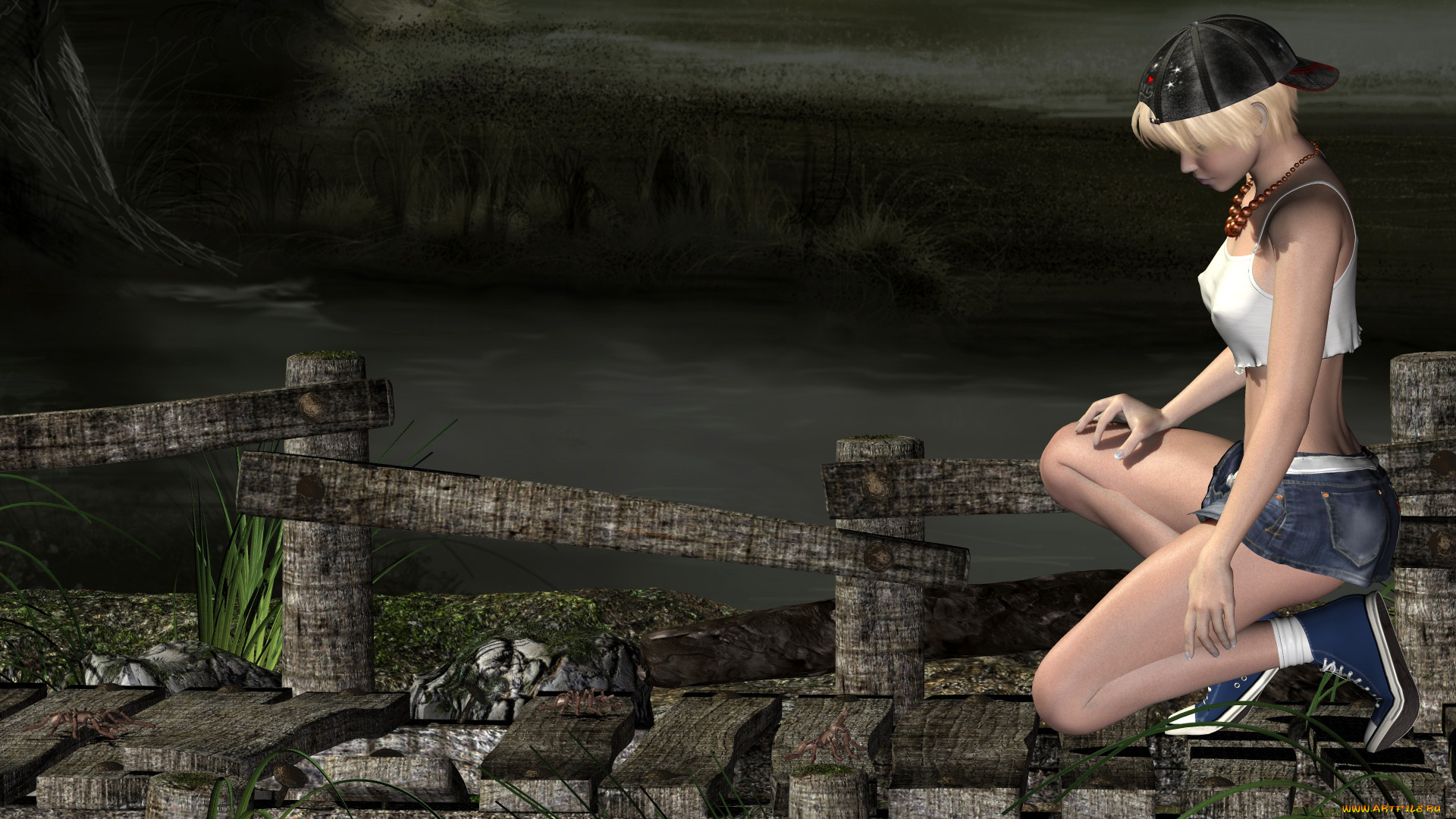 3д, графика, люди, , people, пауки, взгляд, девушка, шляпа, фон