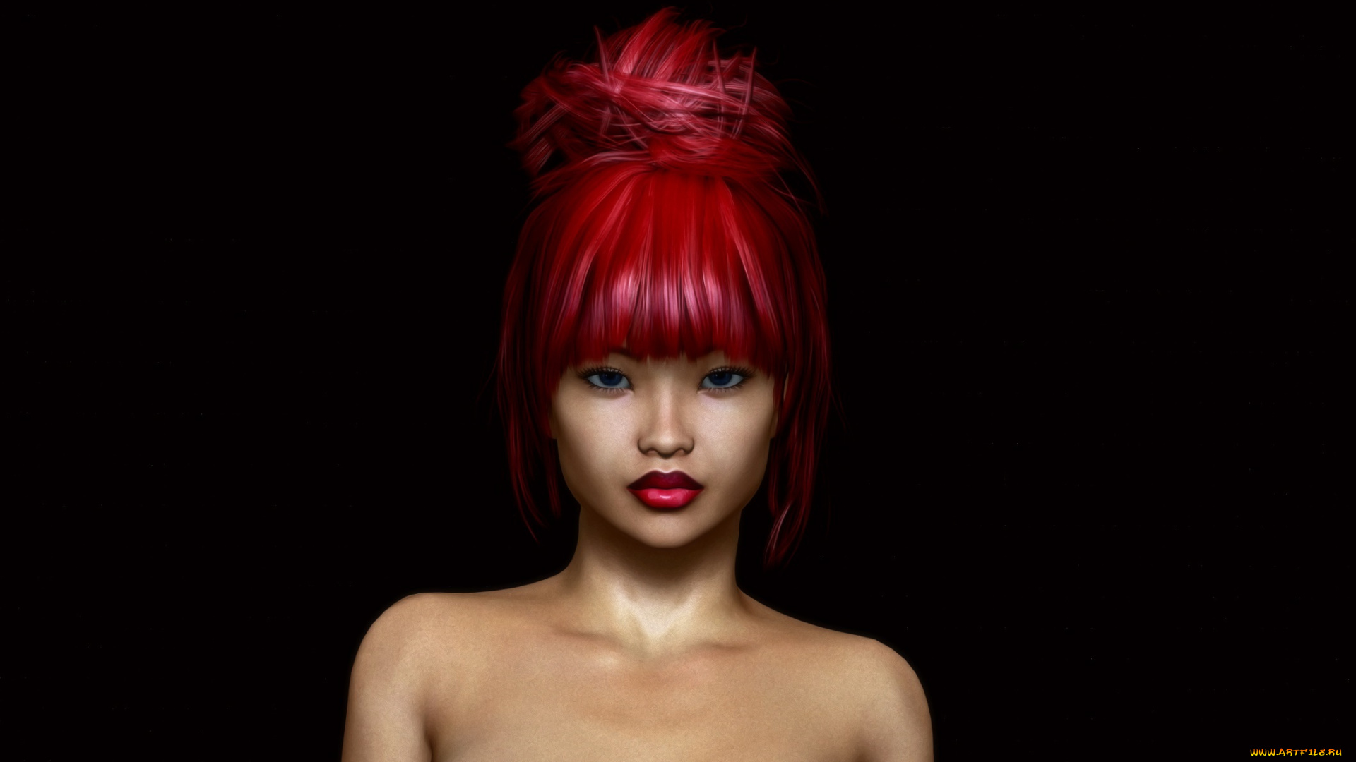 3д, графика, портрет, , portraits, девушка, взгляд, фон, рыжая