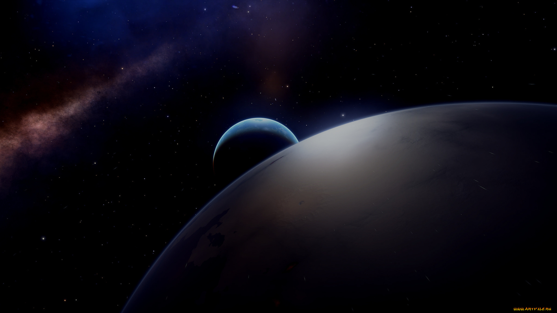 космос, арт, поверхность, звезды, планеты, вселенная