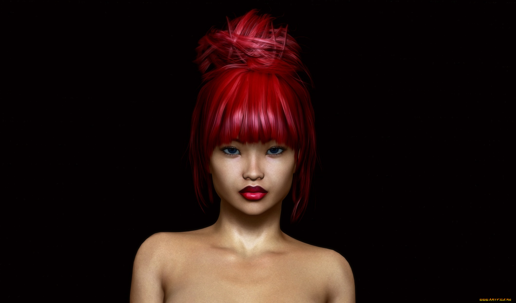 3д, графика, портрет, , portraits, девушка, взгляд, фон, рыжая