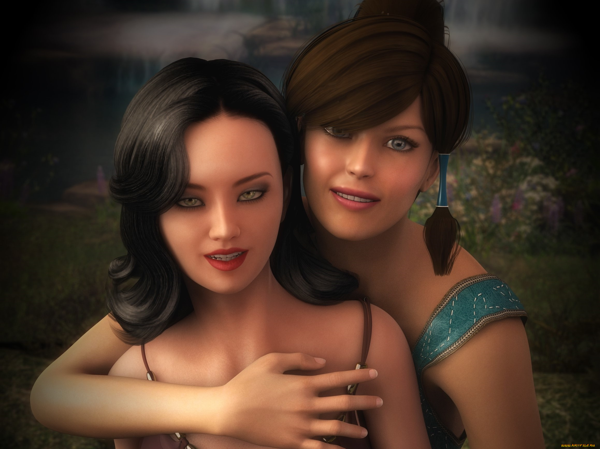 3д, графика, портрет, , portraits, фон, взгляд, девушки