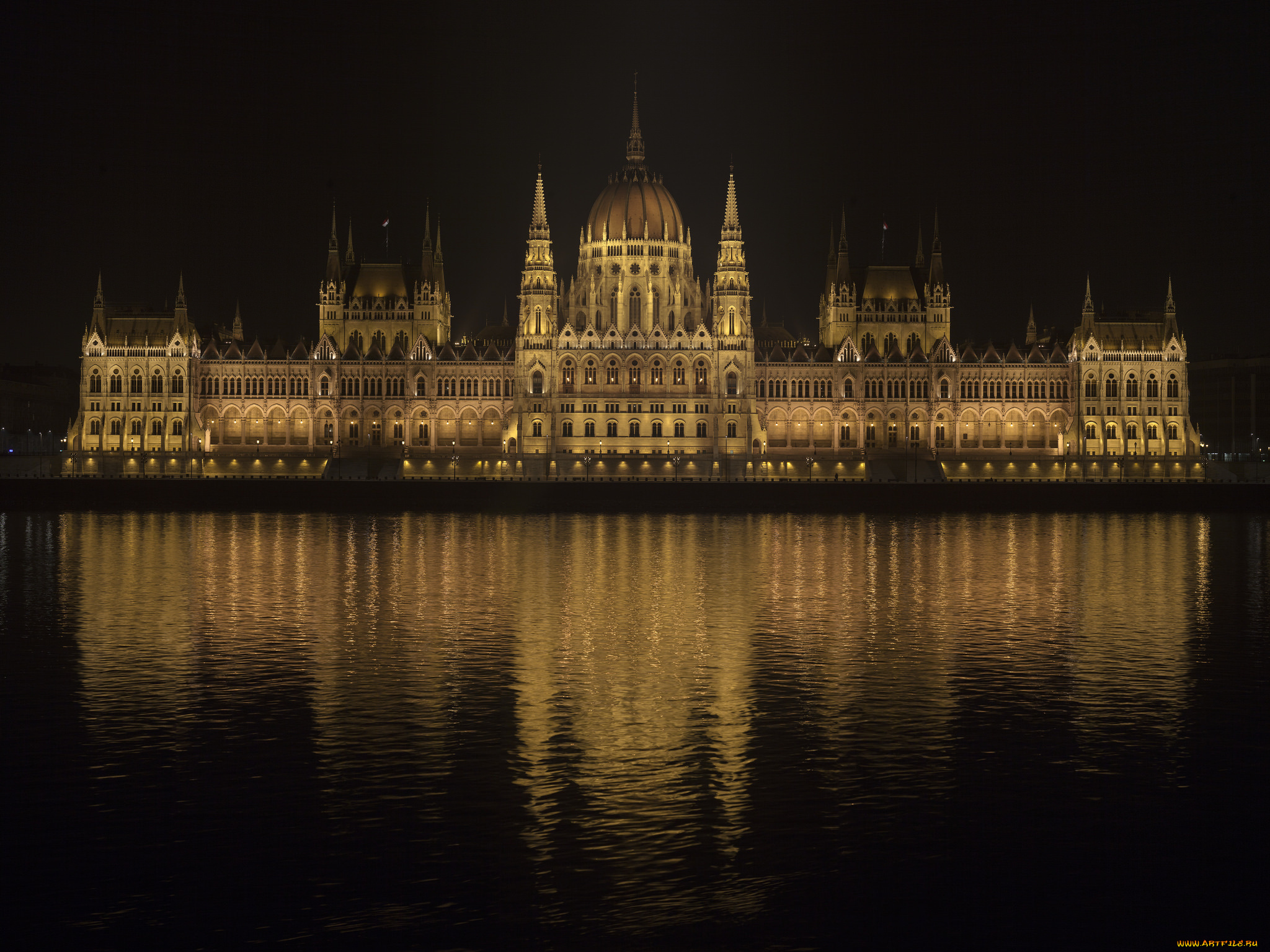 города, будапешт, , венгрия, ночь, дворец