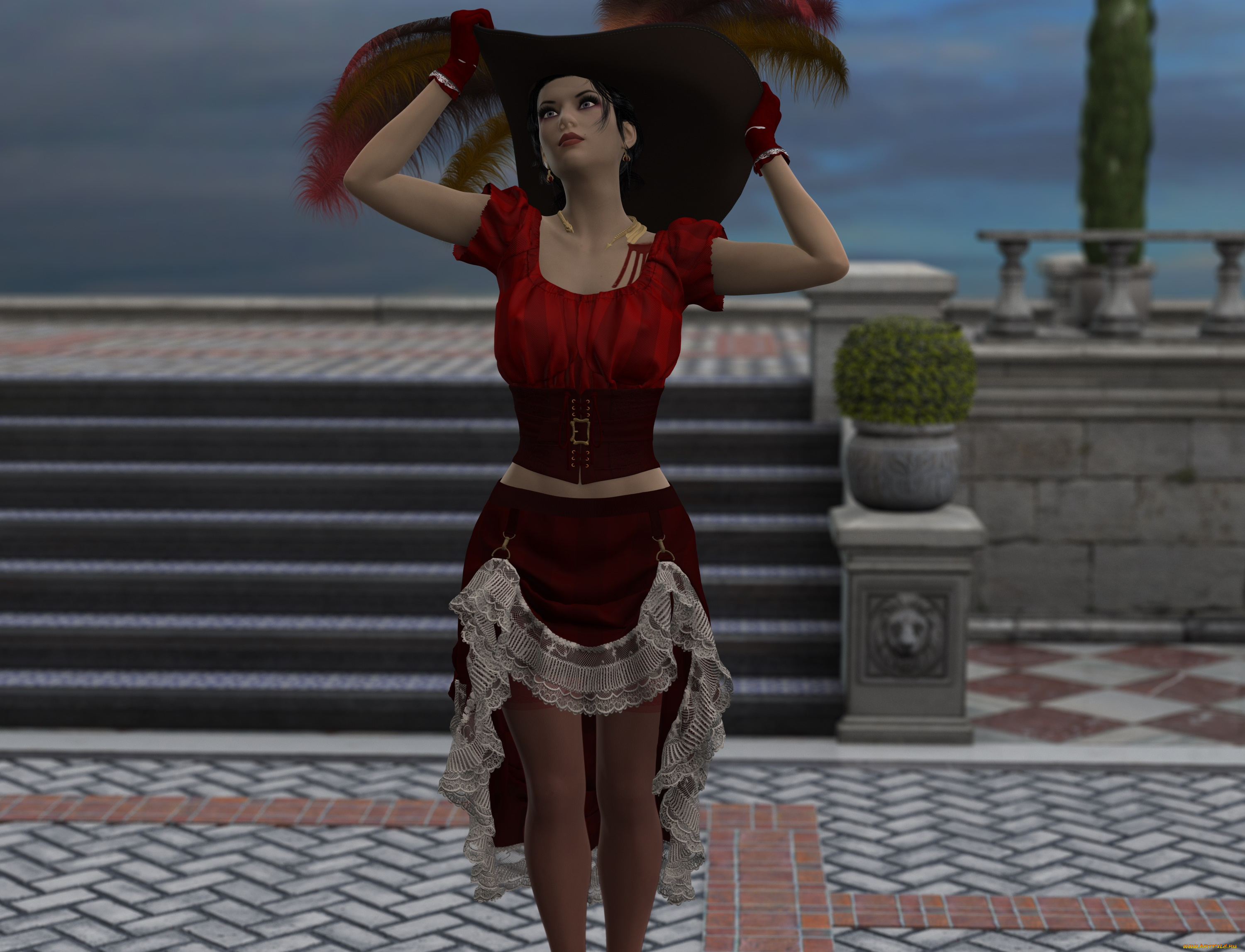 3д, графика, фантазия, , fantasy, фон, девушка, взгляд