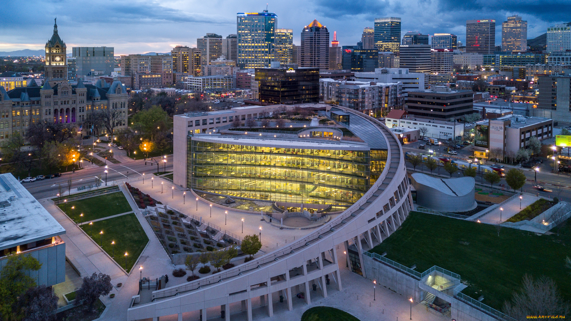 города, -, огни, ночного, города, ночь, огни