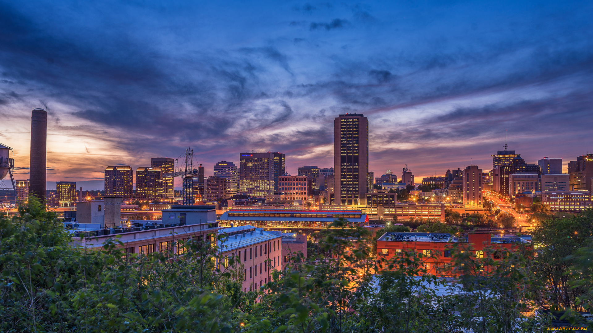 города, -, огни, ночного, города, огни, ночь