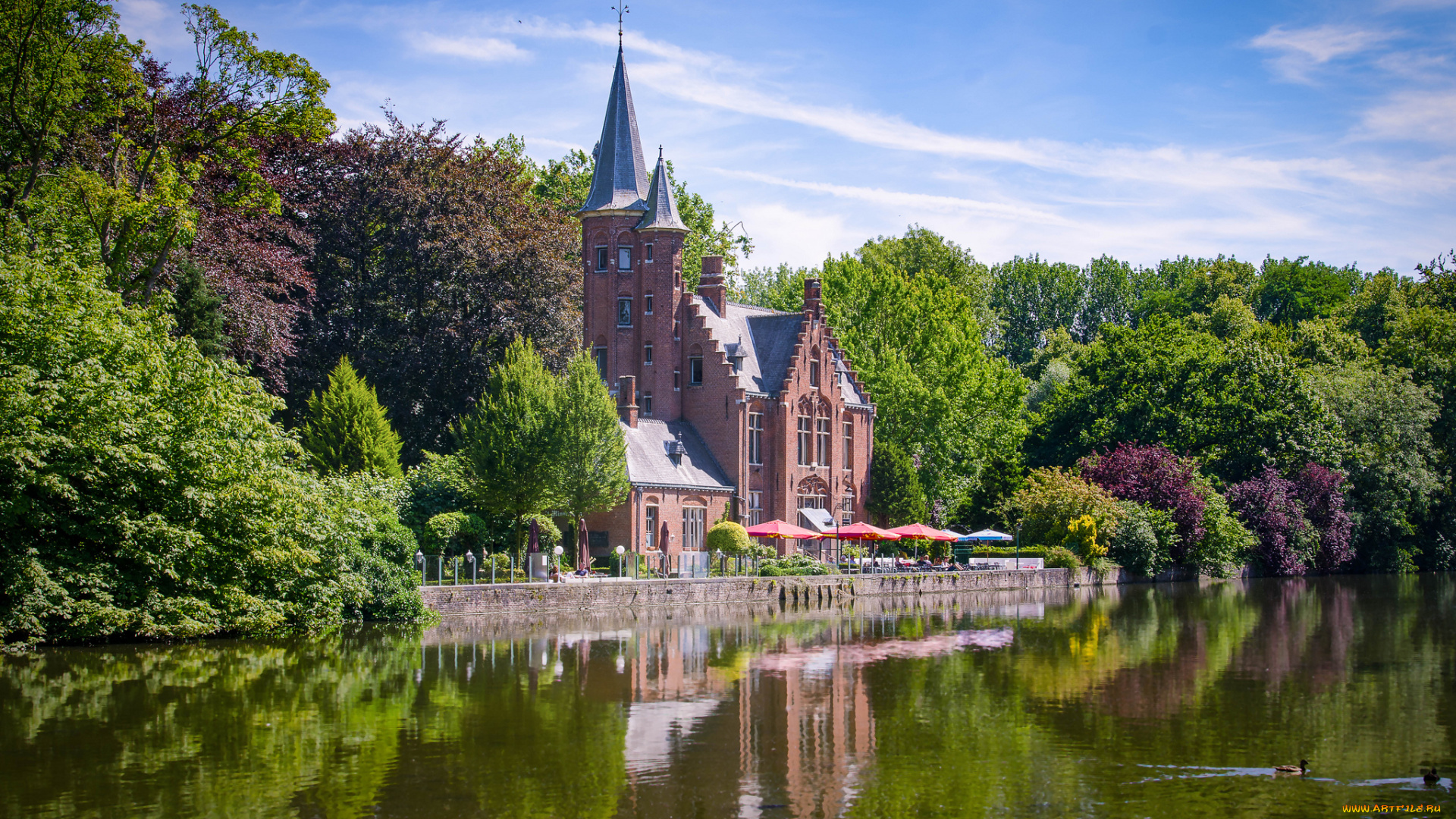 города, -, пейзажи, река, особняк