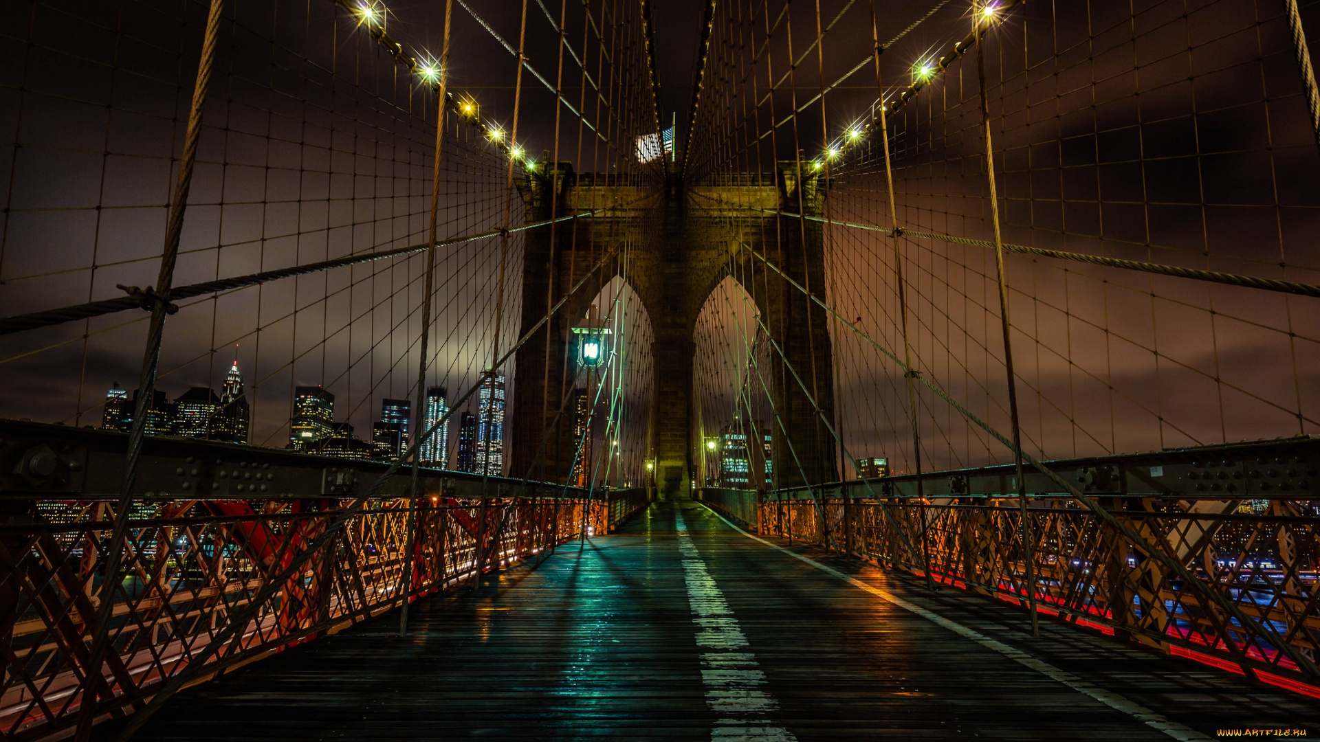 brooklyn, bridge, города, нью-йорк, , сша, простор