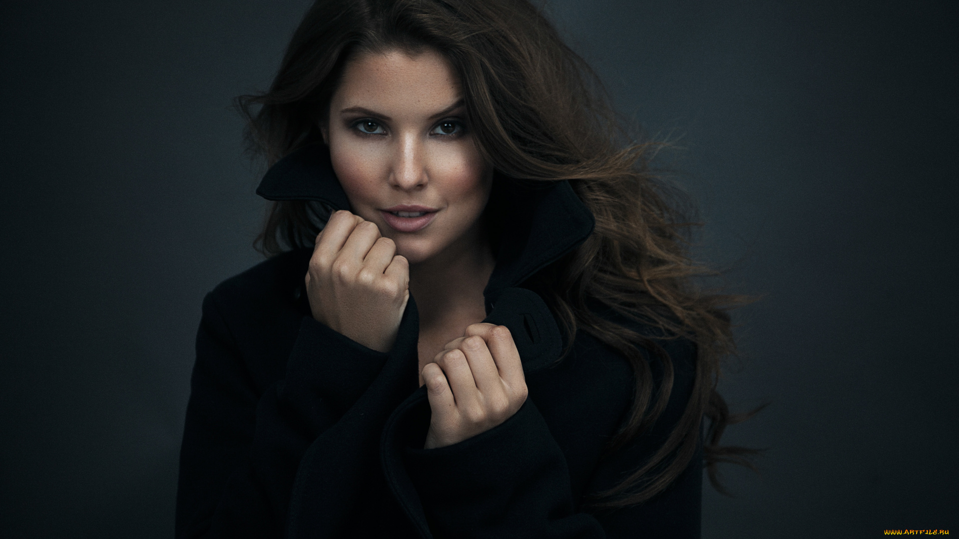 девушки, amanda, cerny, girls, пальто, брюнетки, 4k, amanda, cerny