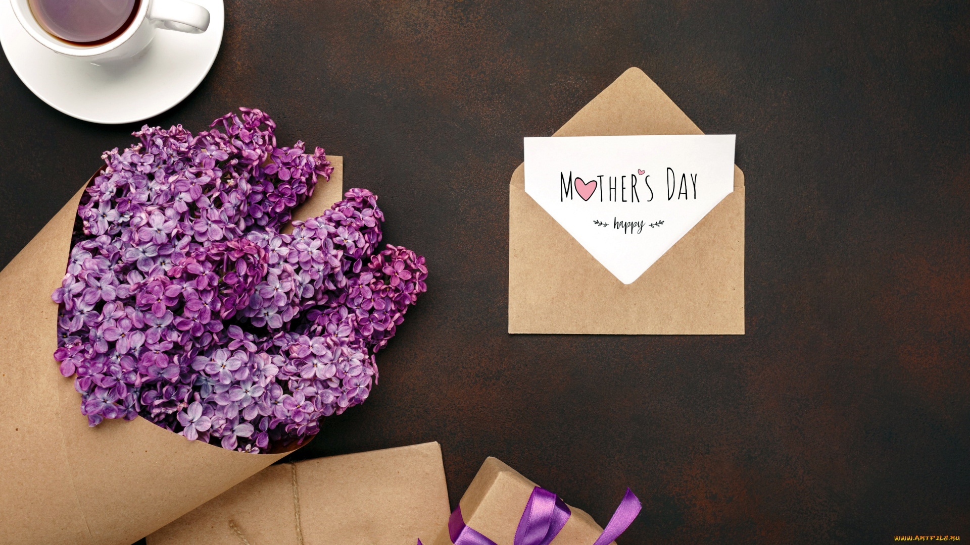 праздничные, день, матери, надпись, конверт, сирень